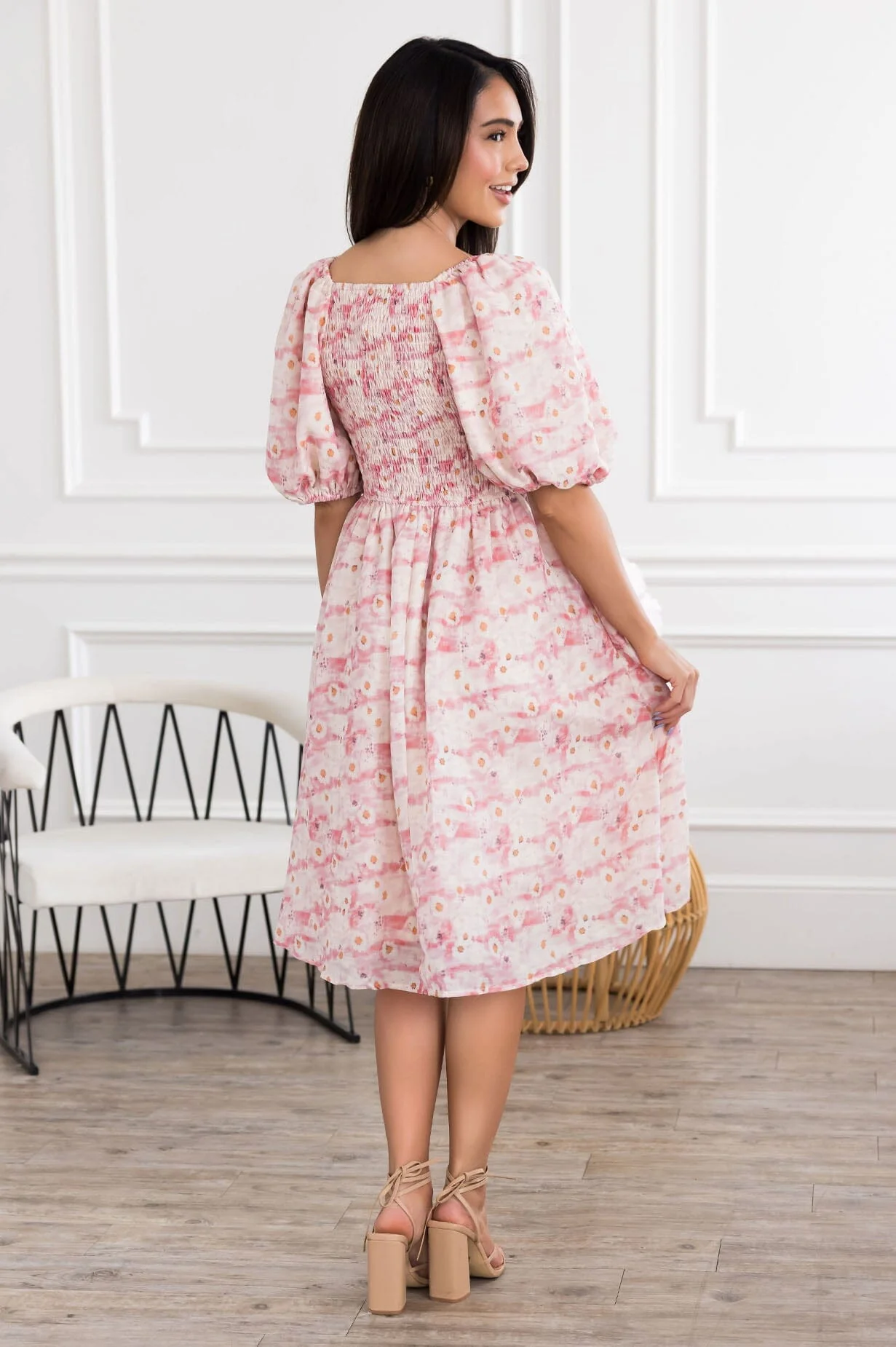 The Jaceline Ivory/Pink Watercolor Dresses - XNAUWBI