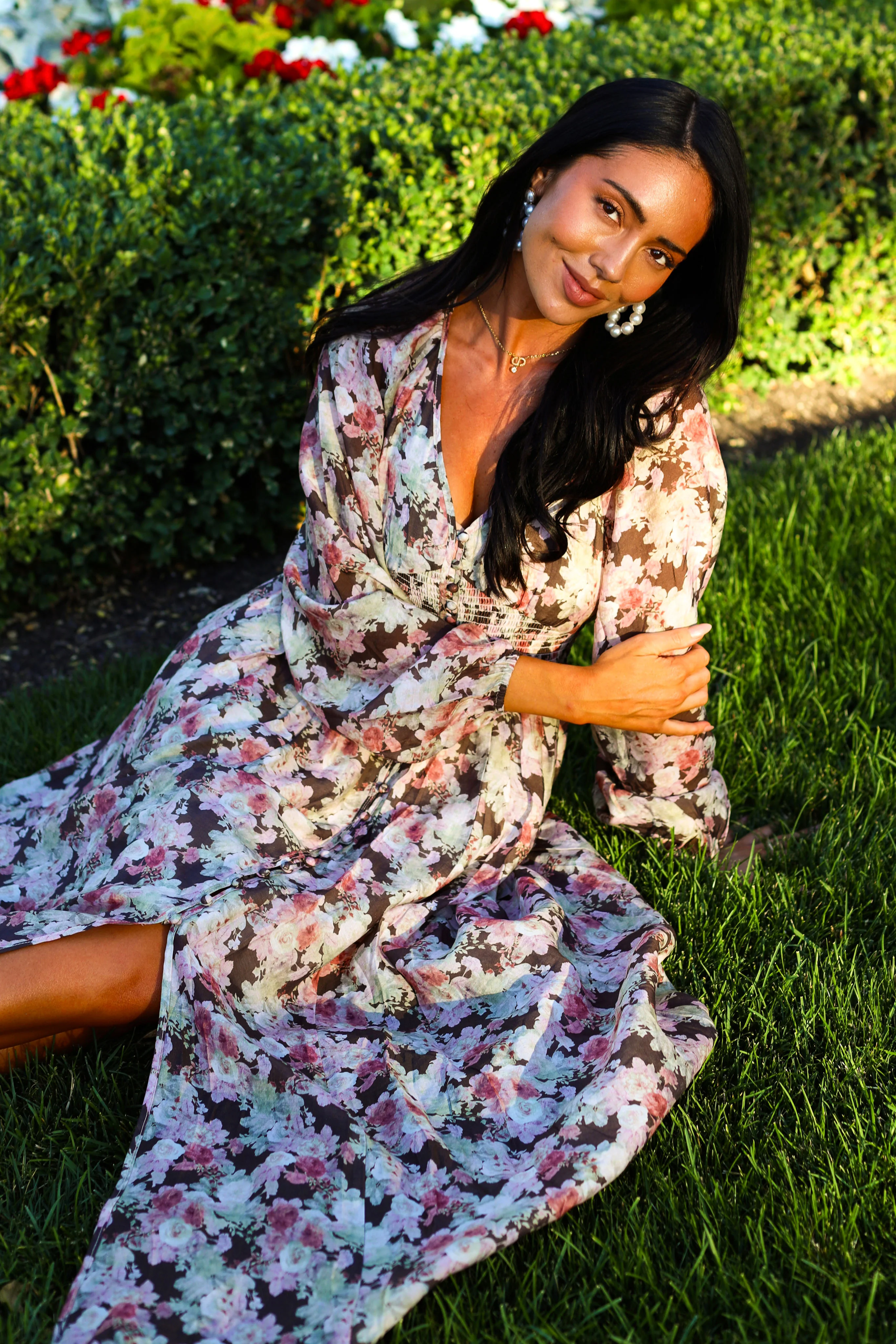 The Veronika Mocha Floral Dresses - XNAUWBI