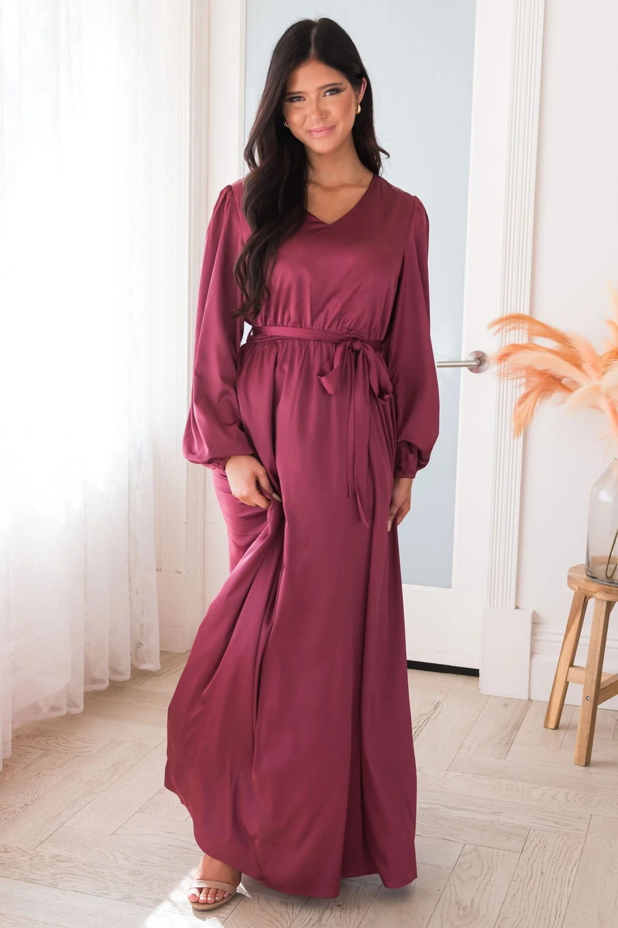 The Moiraine Plum Matte Satin Dresses - XNAUWBI