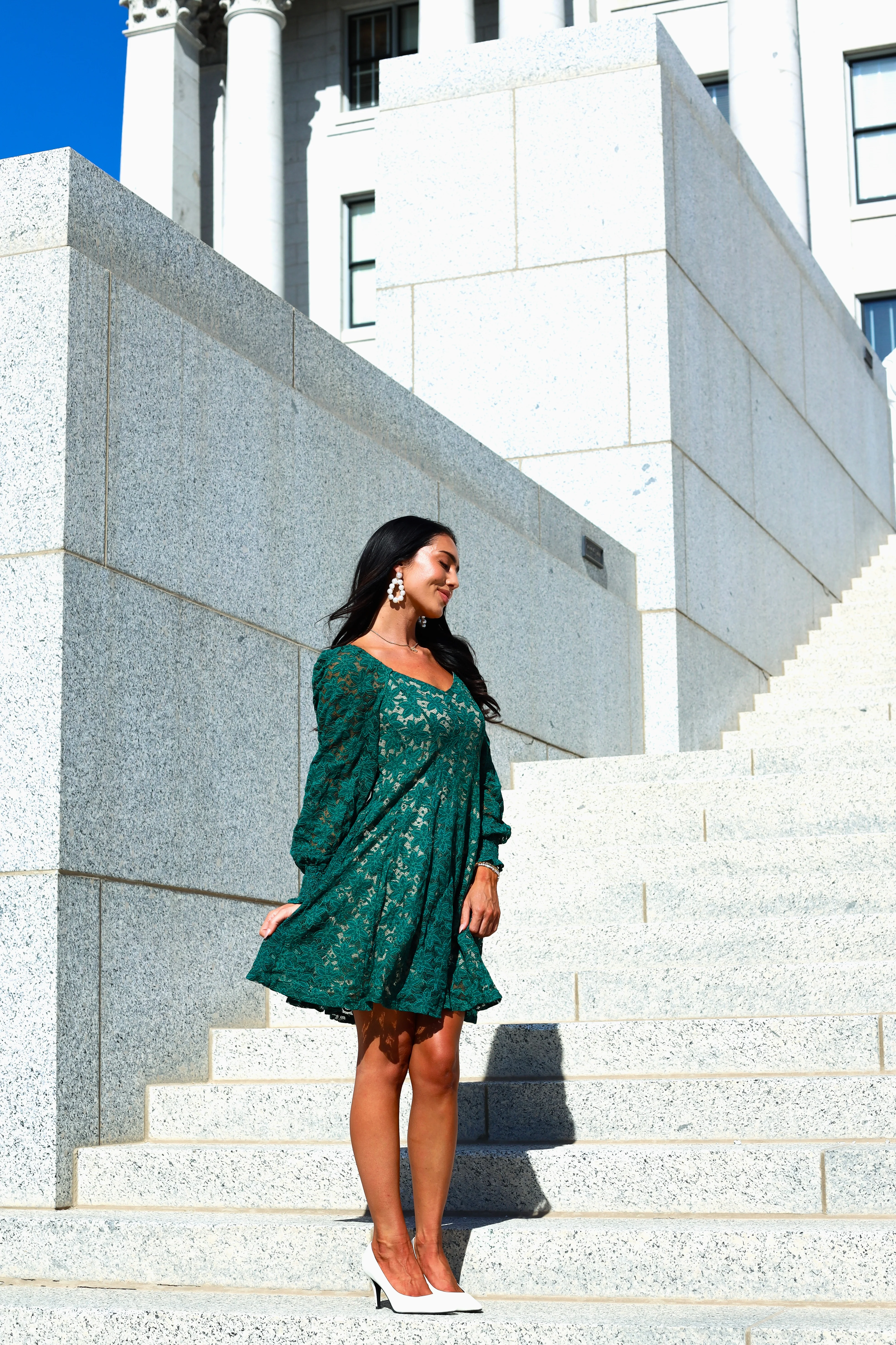 The Amery Emerald Lace Dresses - XNAUWBI