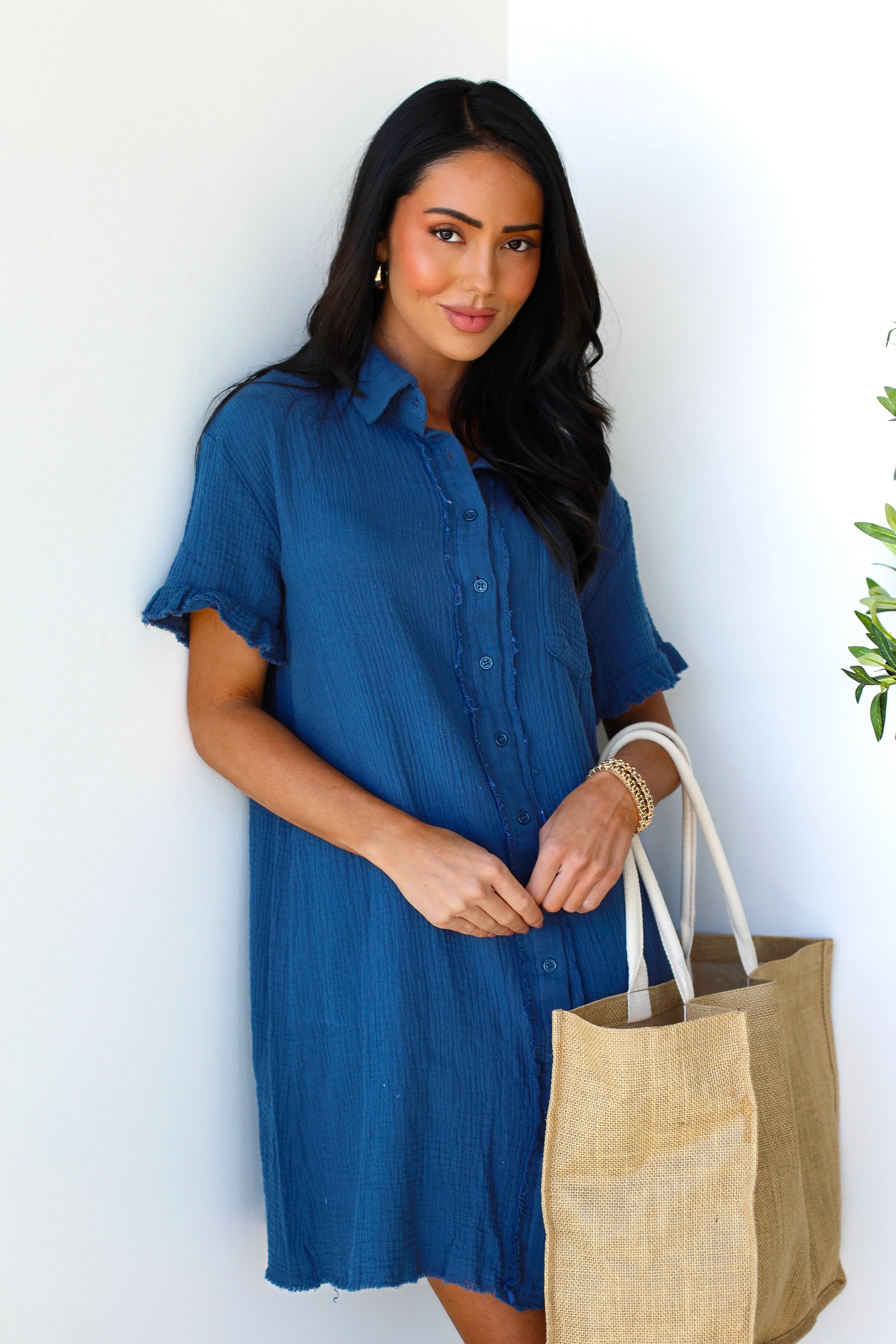 The Micha Soft Navy Dresses - XNAUWBI