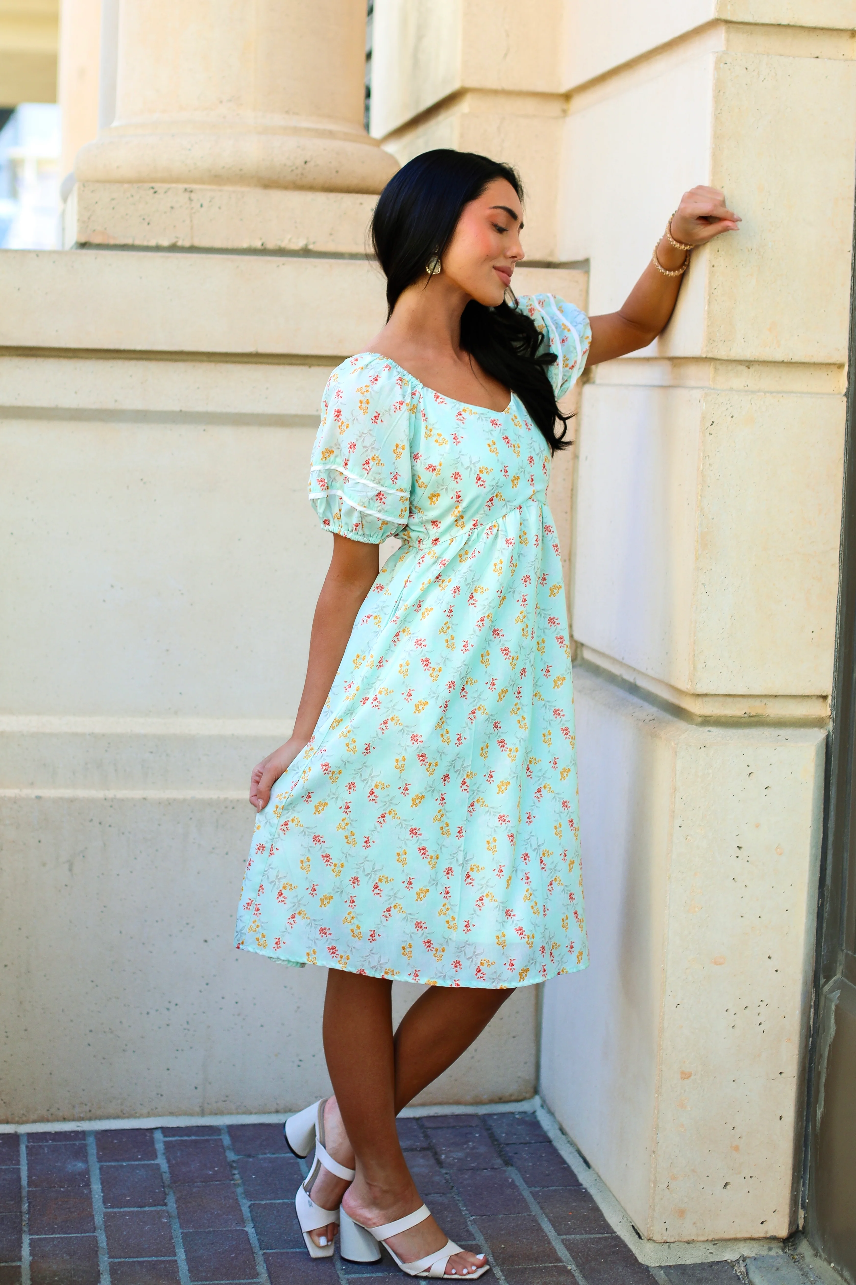 The Brigetta Sage Floral Dresses - XNAUWBI