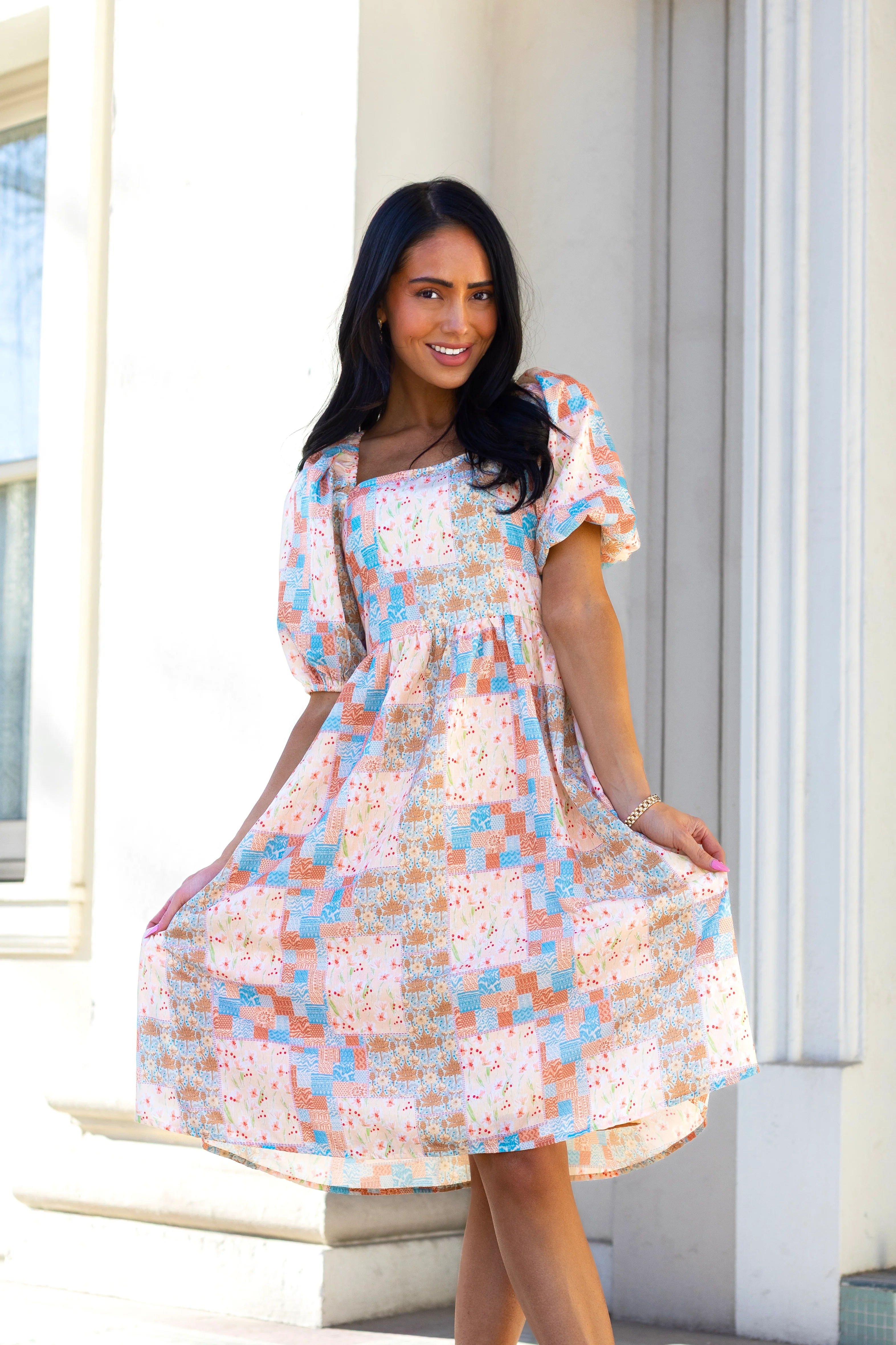 The Gemma Patchwork Floral Dresses - XNAUWBI