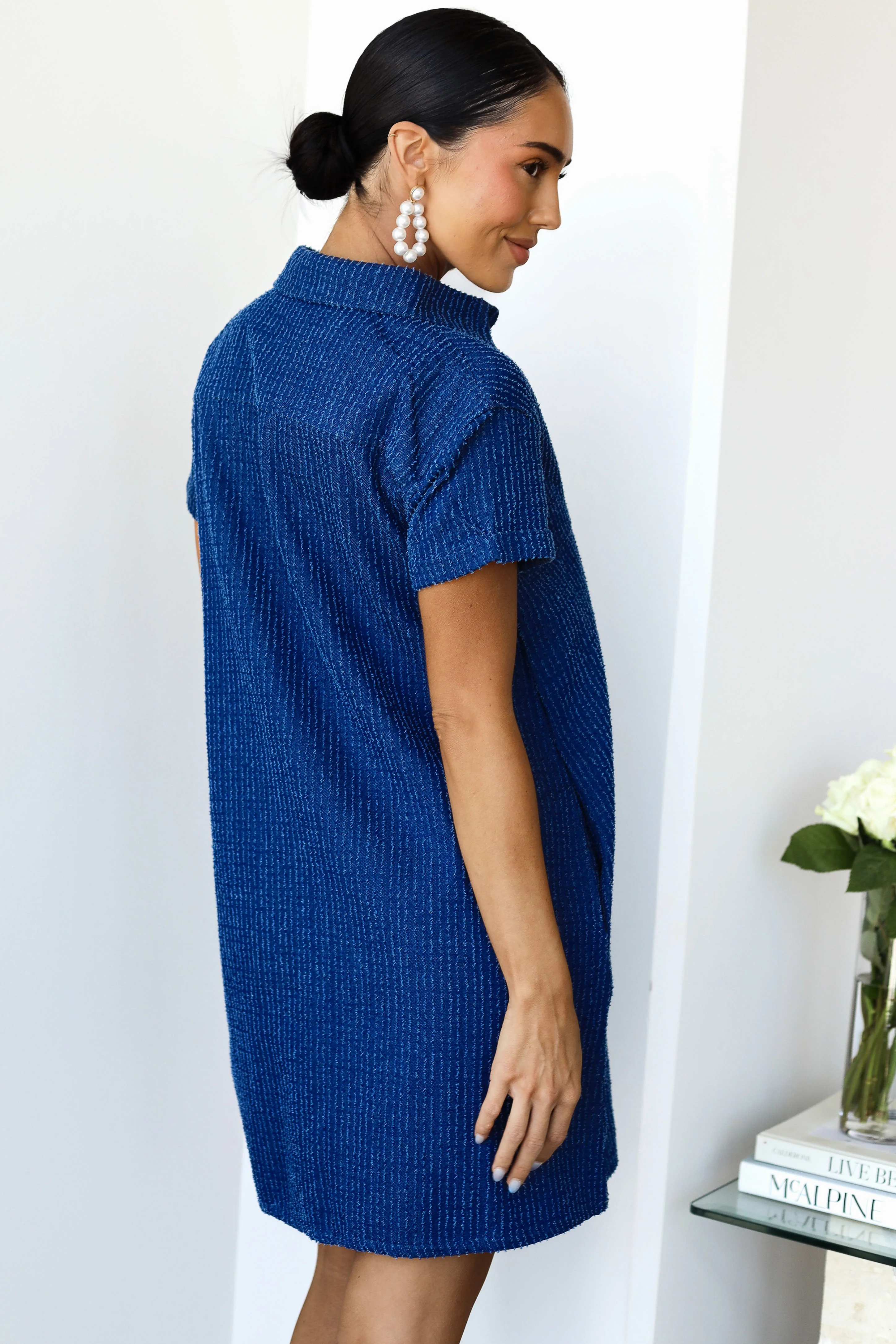 The Tia Textured Denim Dresses - XNAUWBI