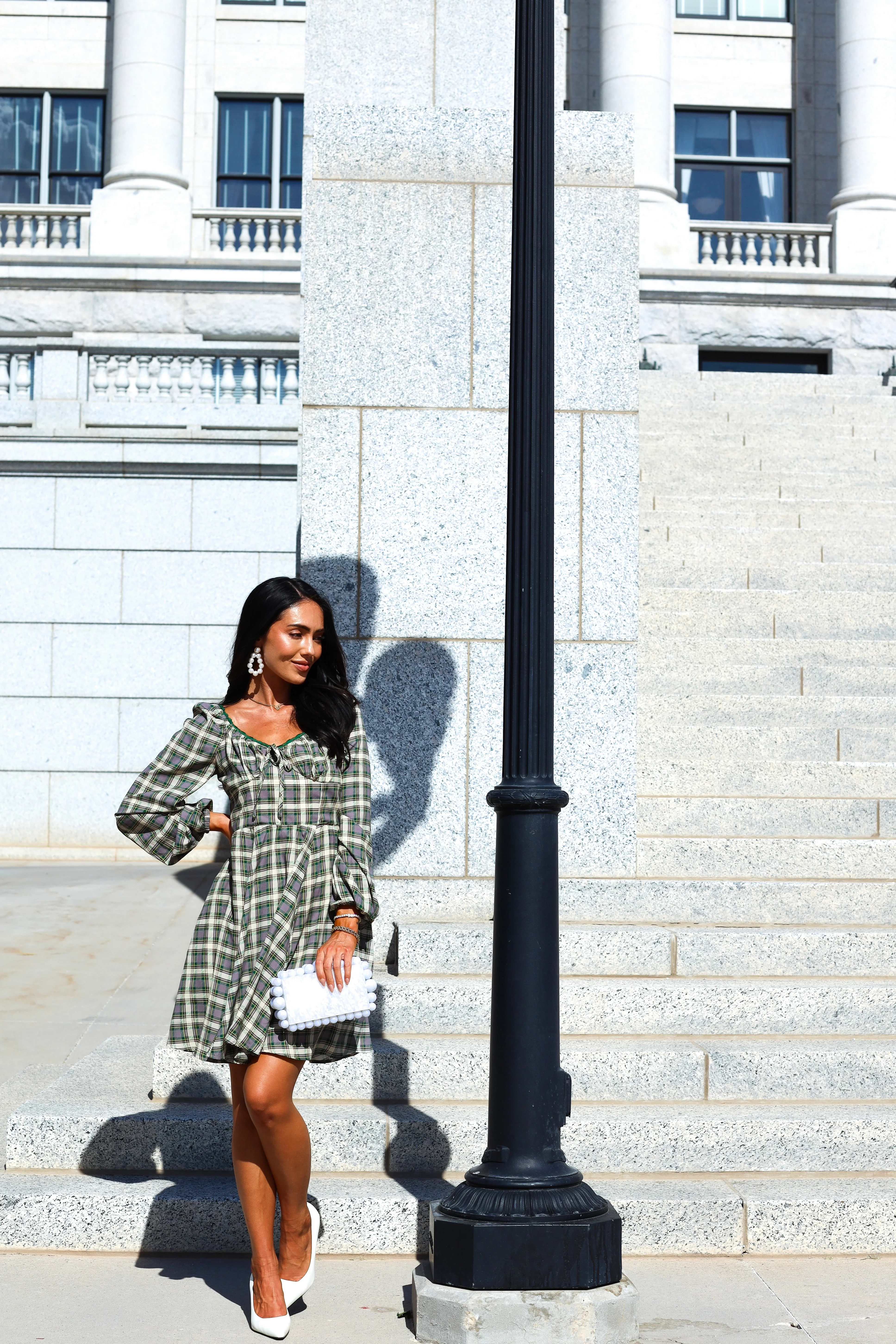 The Lionne Evergreen/Grey/Beige Plaid Dresses - XNAUWBI