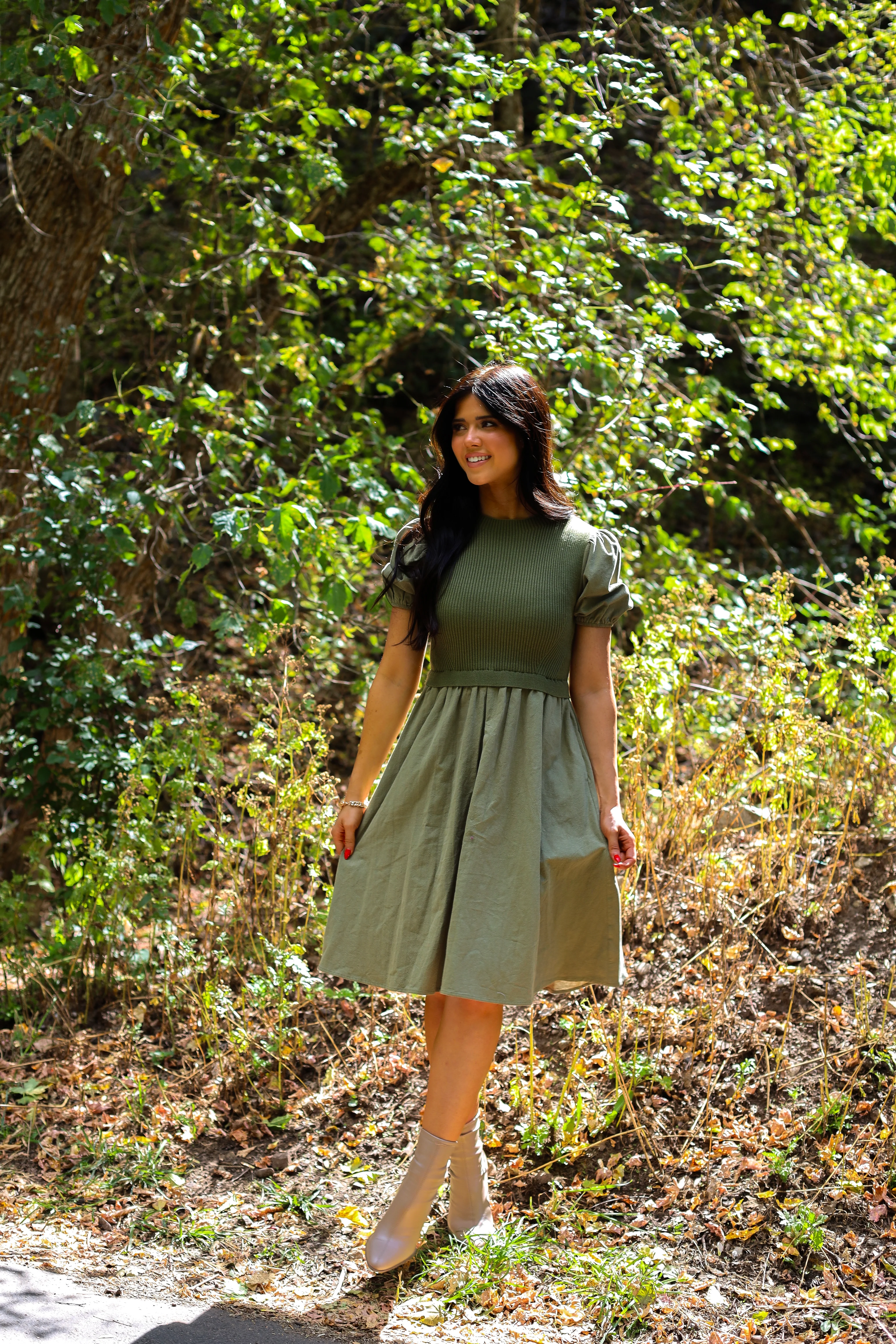 The Rosalie Dusty Olive Dresses - XNAUWBI