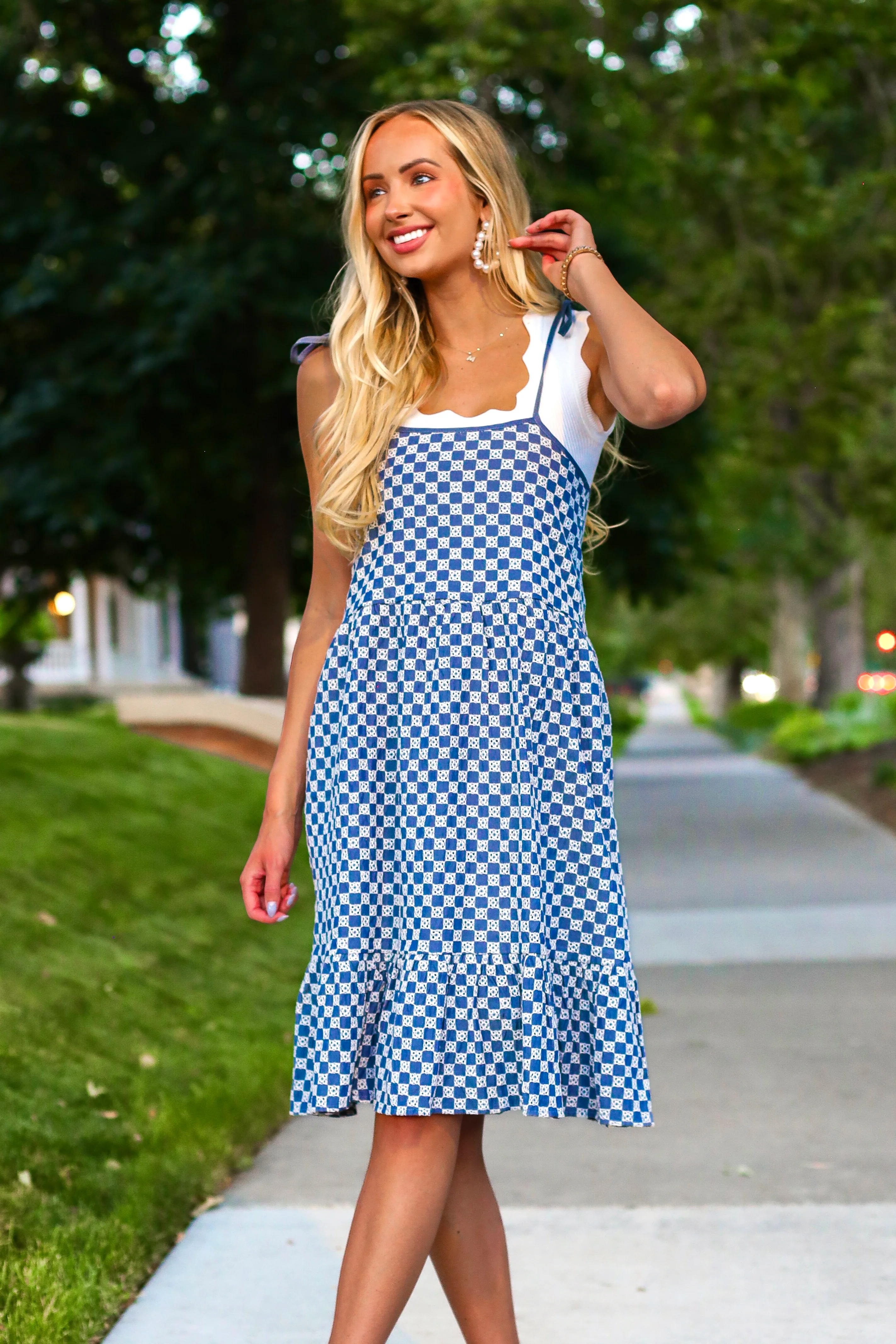 The Leon Denim Checkered Dresses - XNAUWBI
