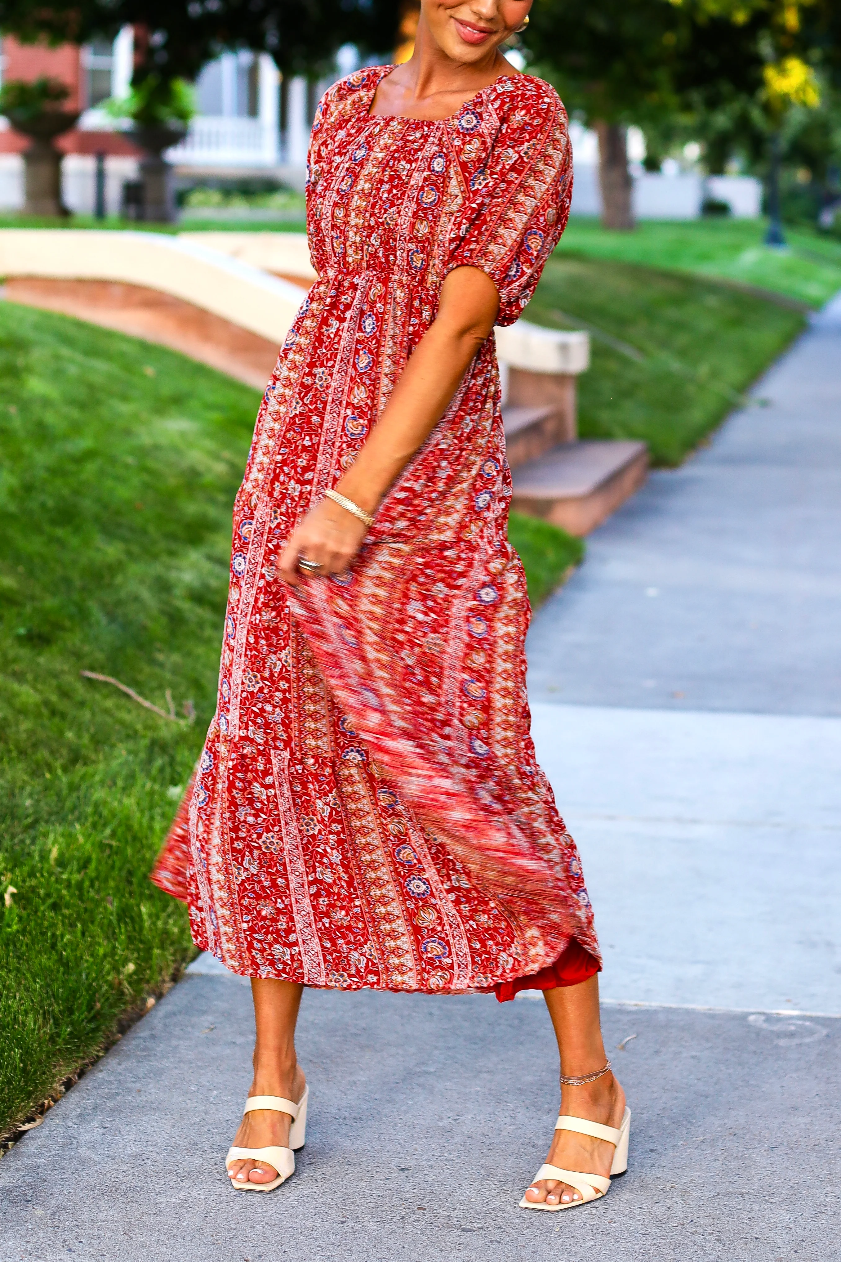 The Indy Red Aztec Dresses - XNAUWBI
