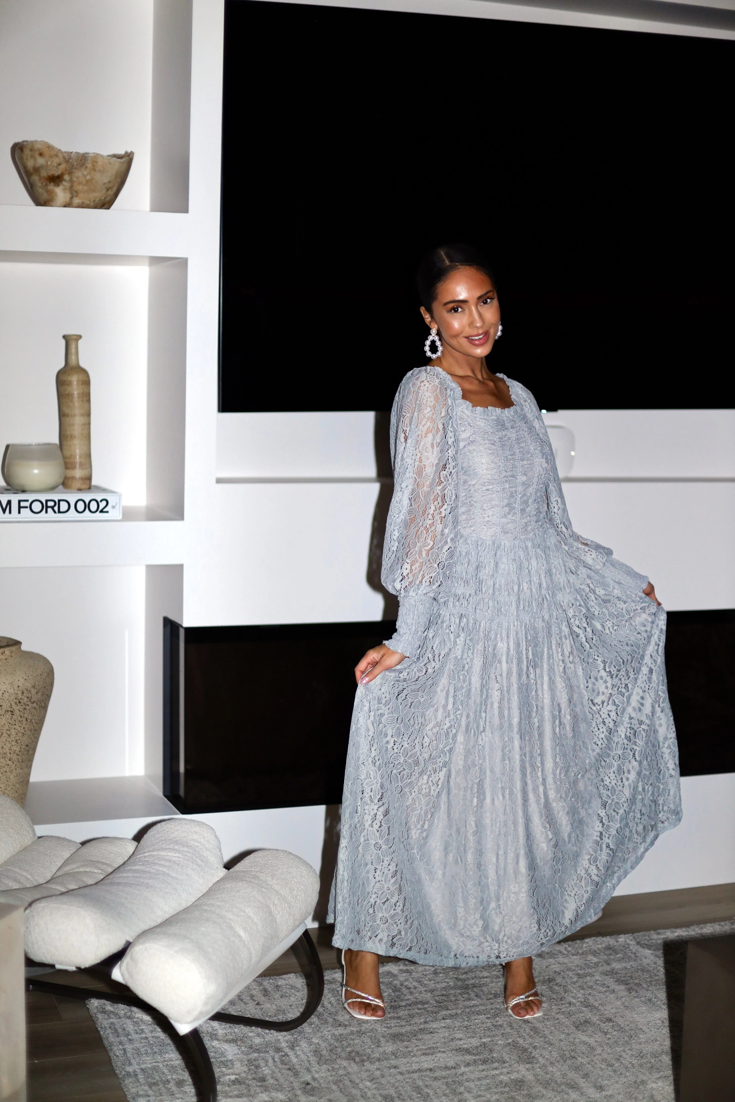 The Connie Grey Lace Dresses - XNAUWBI