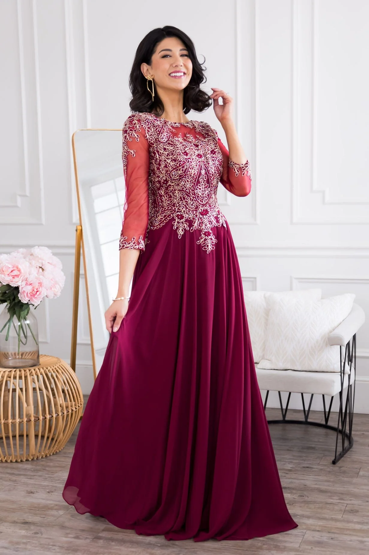 The Aurora Deep Burgundy Dresses - XNAUWBI