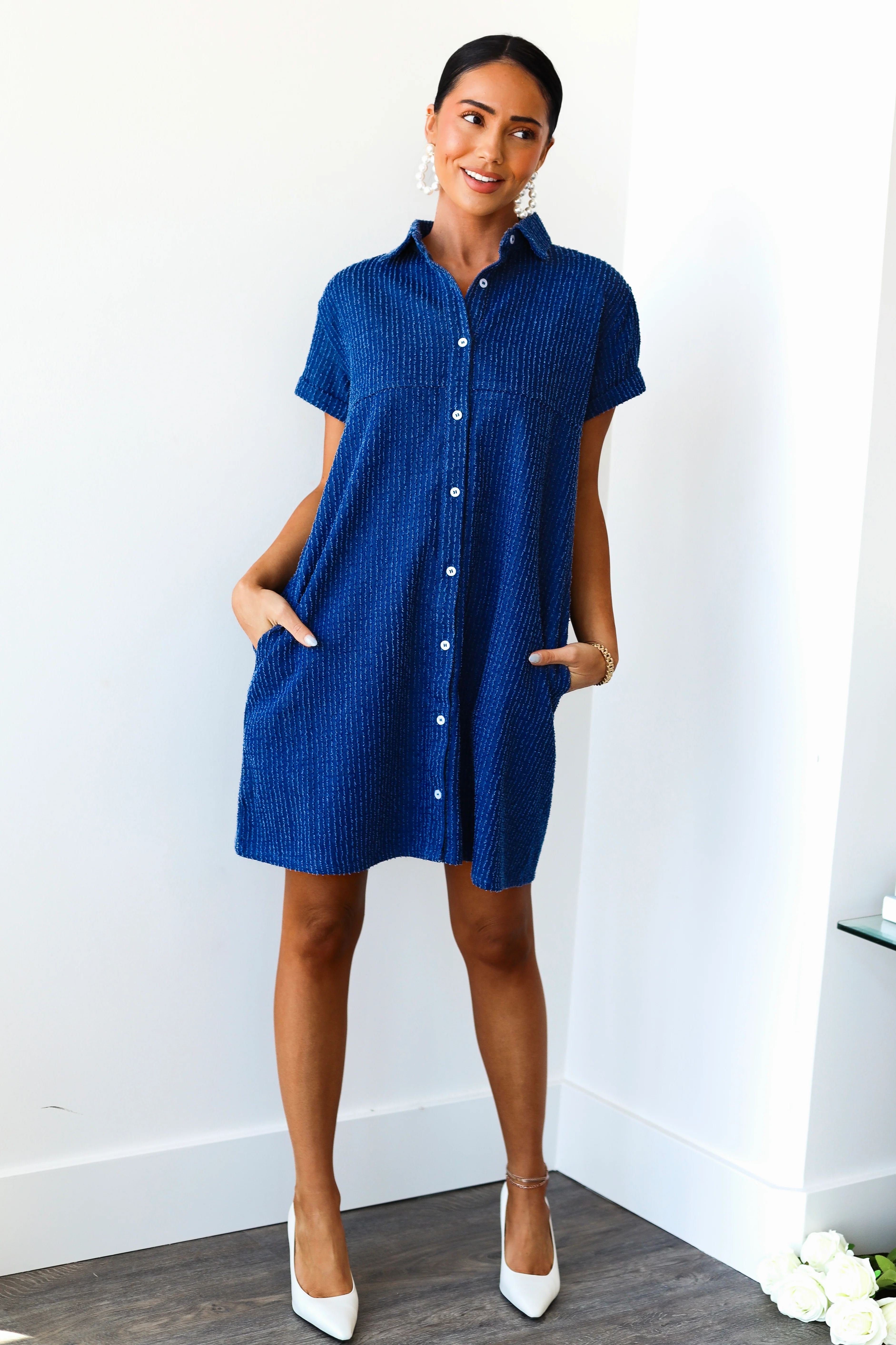 The Tia Textured Denim Dresses - XNAUWBI