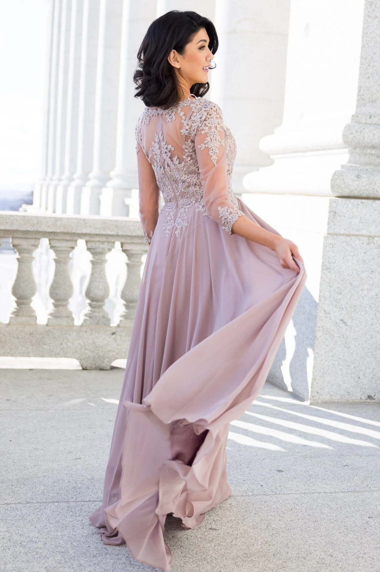 The Aurora Dusty Crepe Mauve Dresses - XNAUWBI