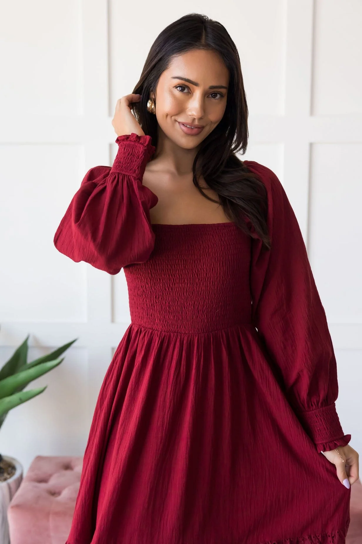 The Emalee Deep Red Dresses - XNAUWBI