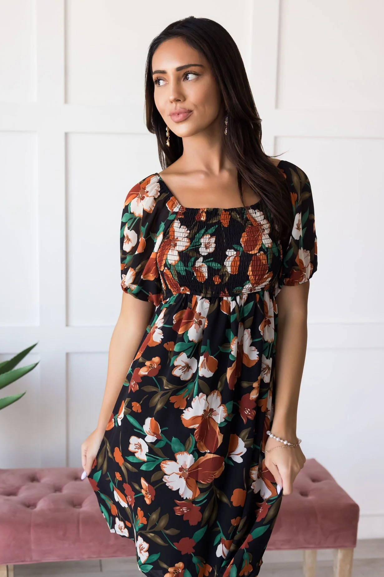 The Kimberly Noir Blossoms Dresses - XNAUWBI