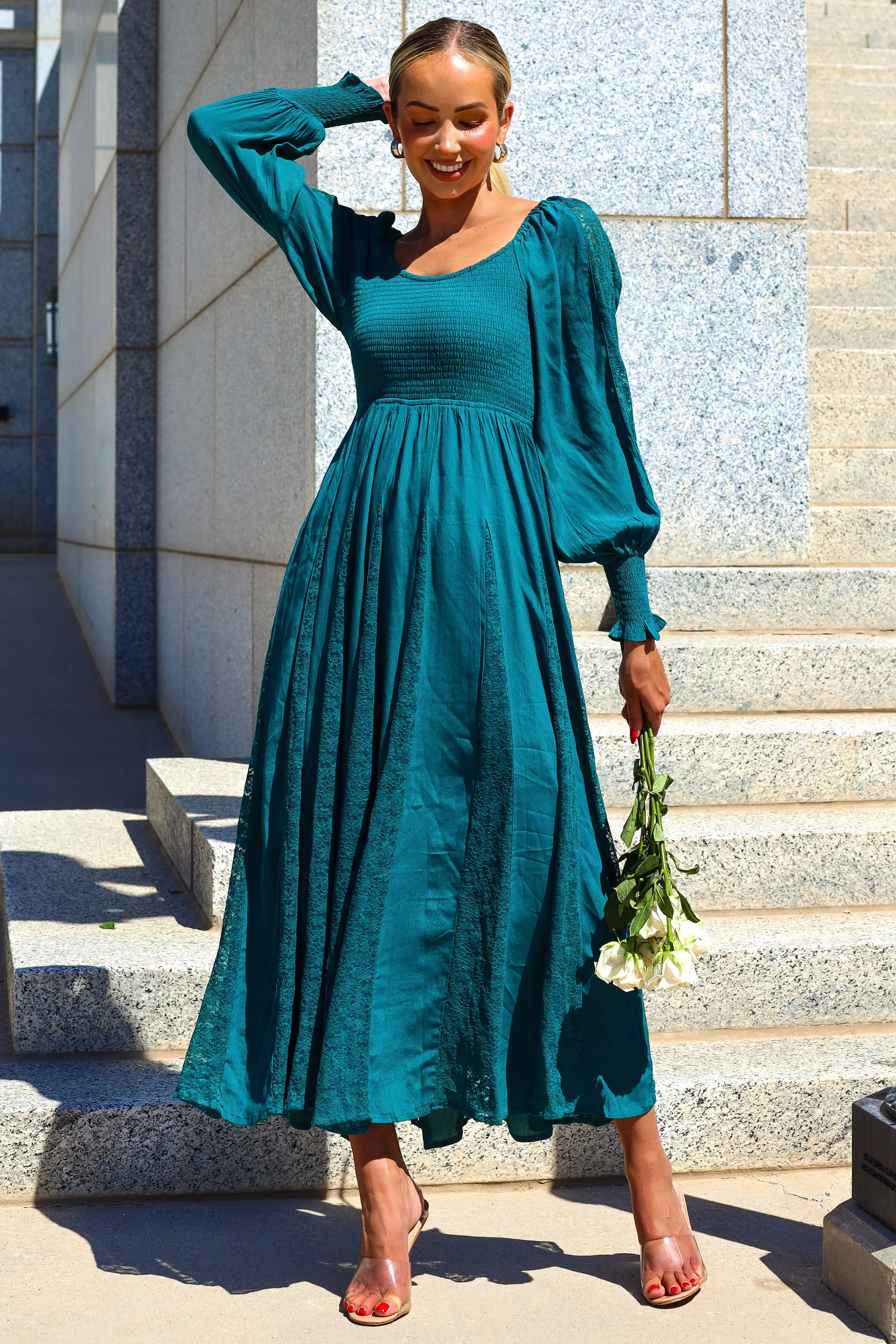 The Brenet Dark Jewel Teal Dresses - XNAUWBI