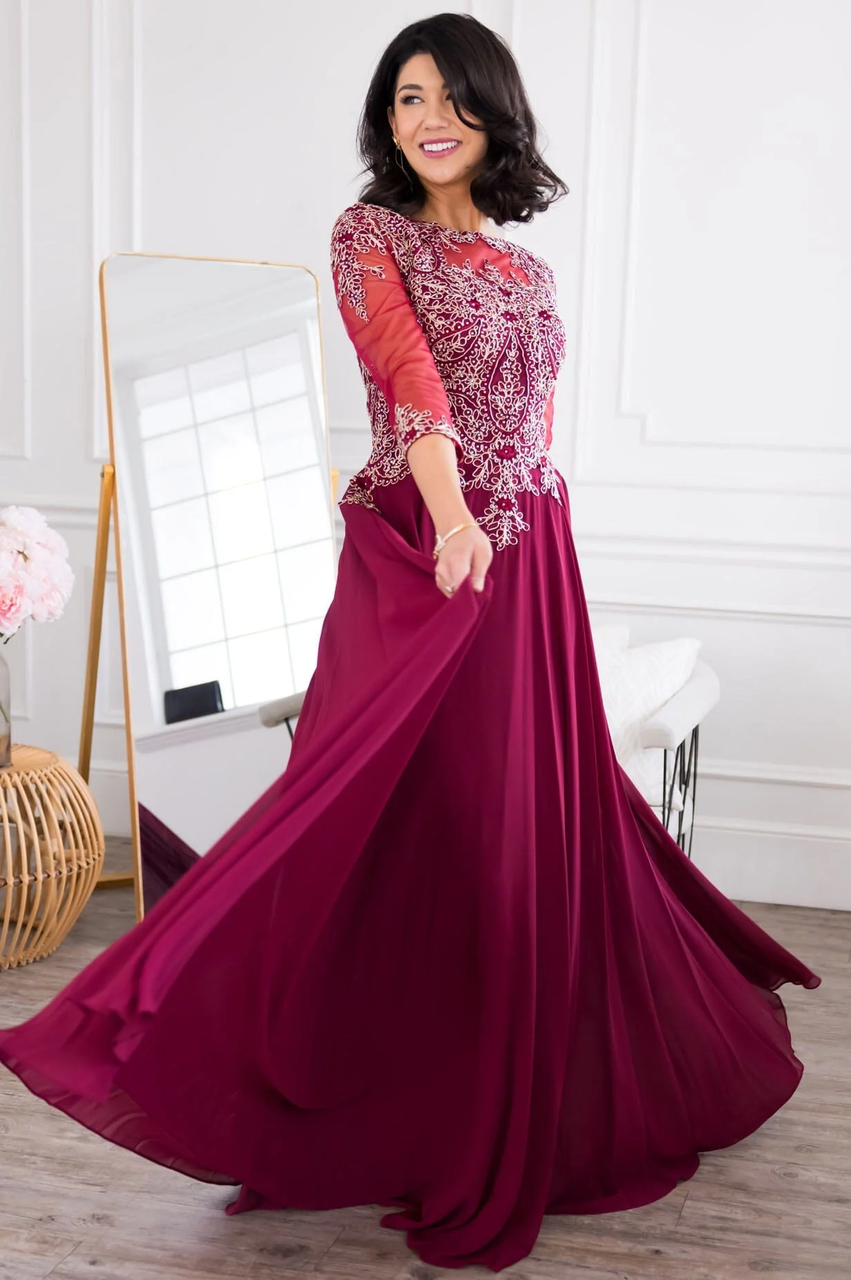 The Aurora Deep Burgundy Dresses - XNAUWBI