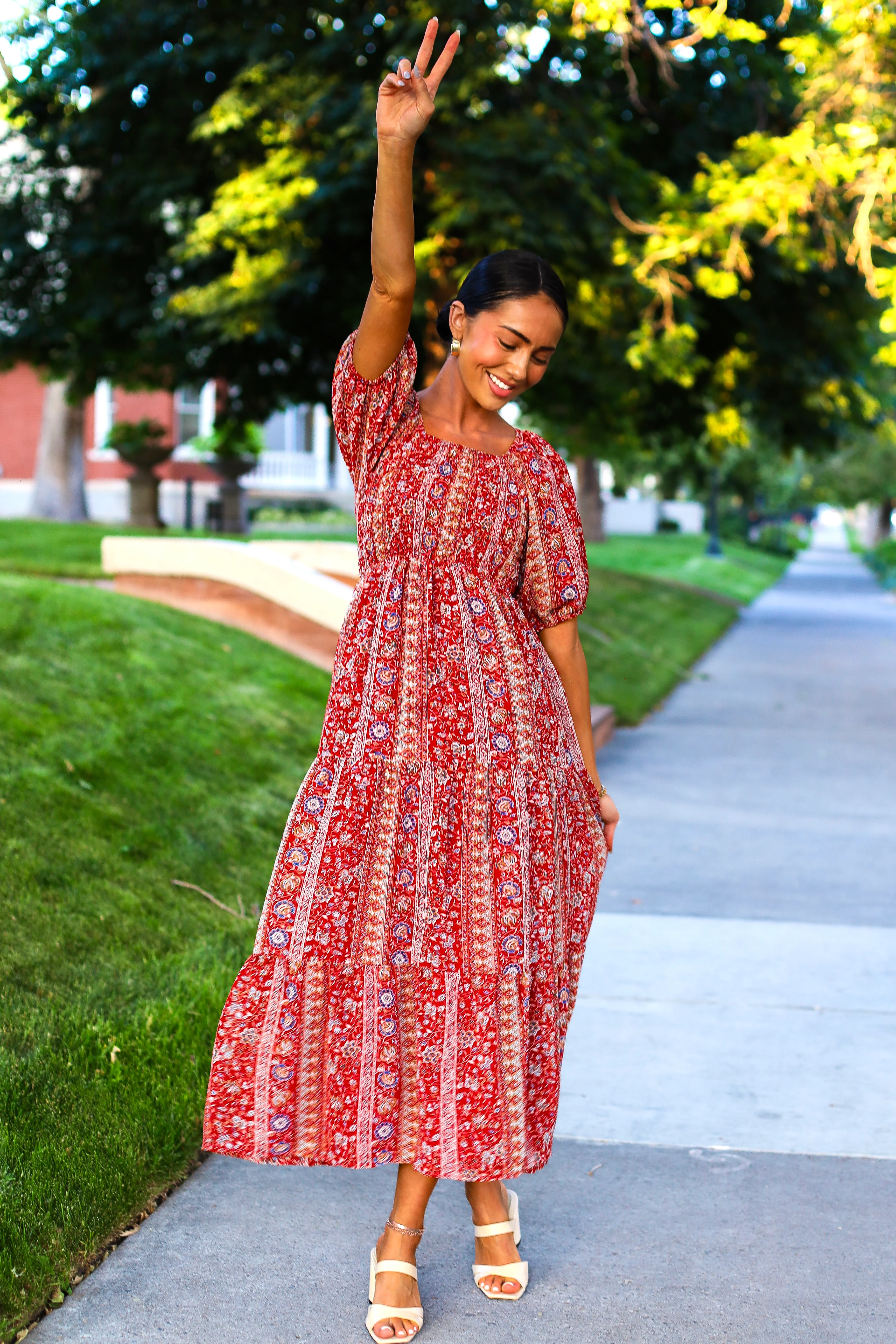 The Indy Red Aztec Dresses - XNAUWBI