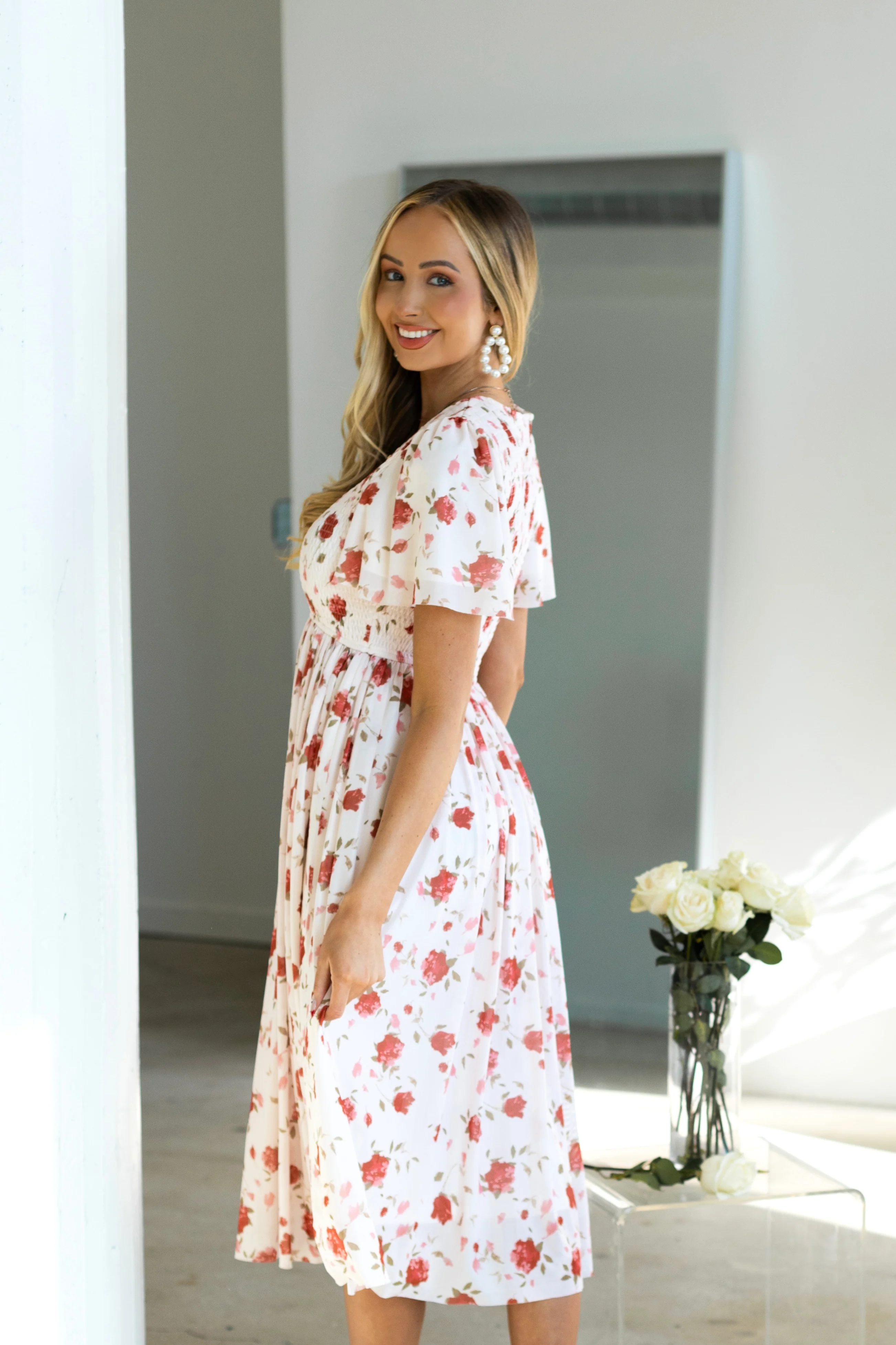 The Zulah Light Pink/Mauve Floral Dresses - XNAUWBI