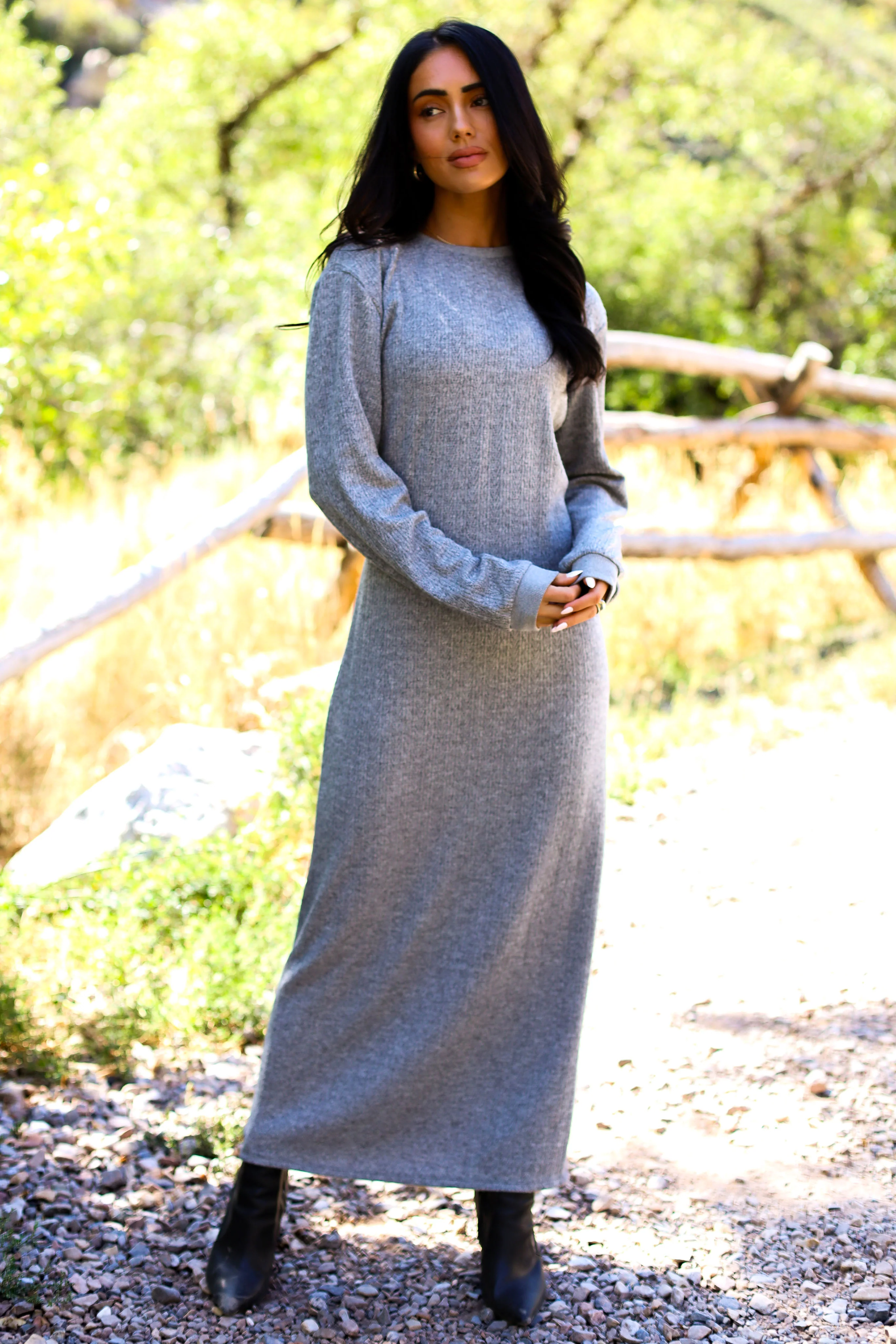 The Arden Speckled Grey Dresses - XNAUWBI