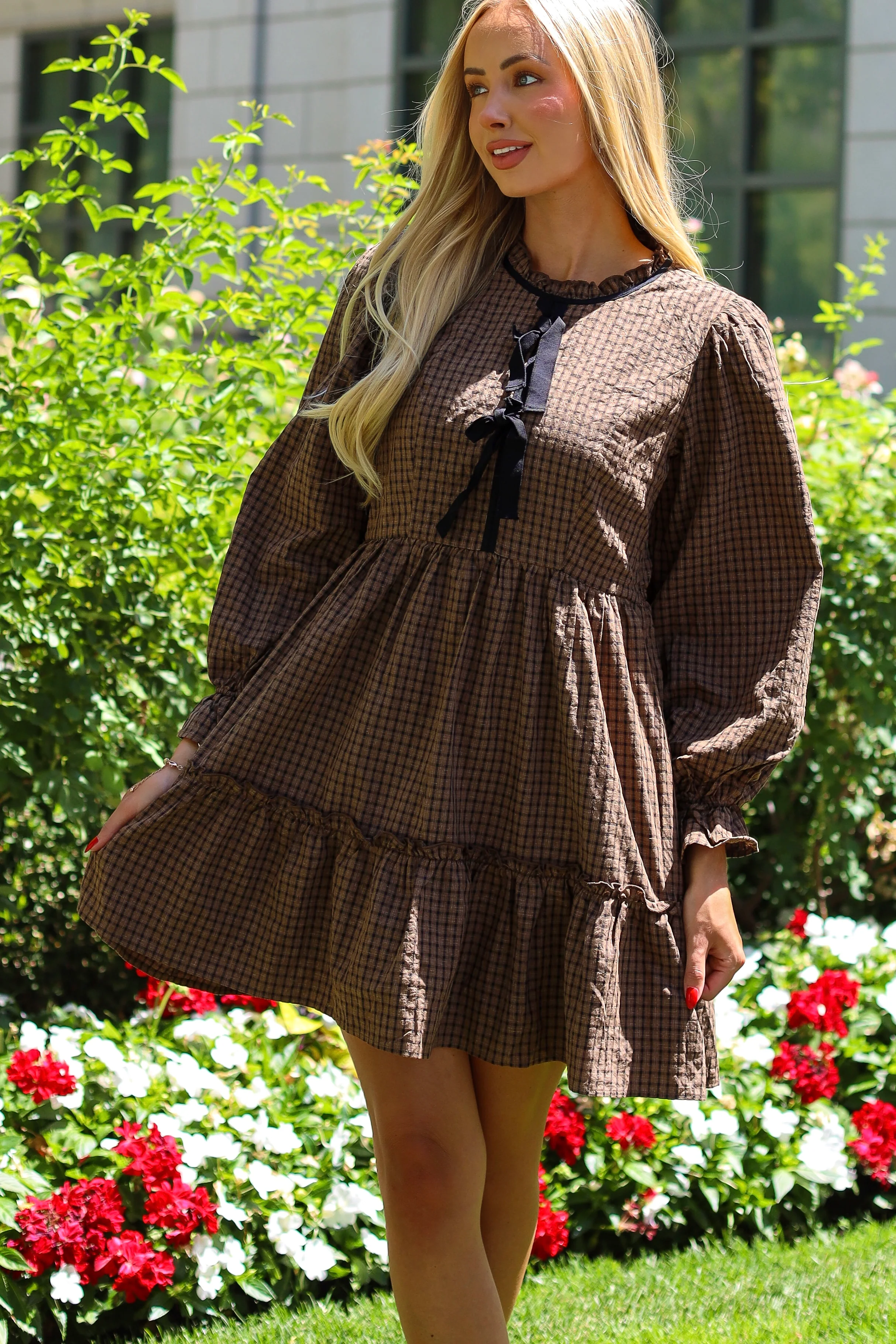 The Kemper Chestnut/Black Plaid Dresses - XNAUWBI