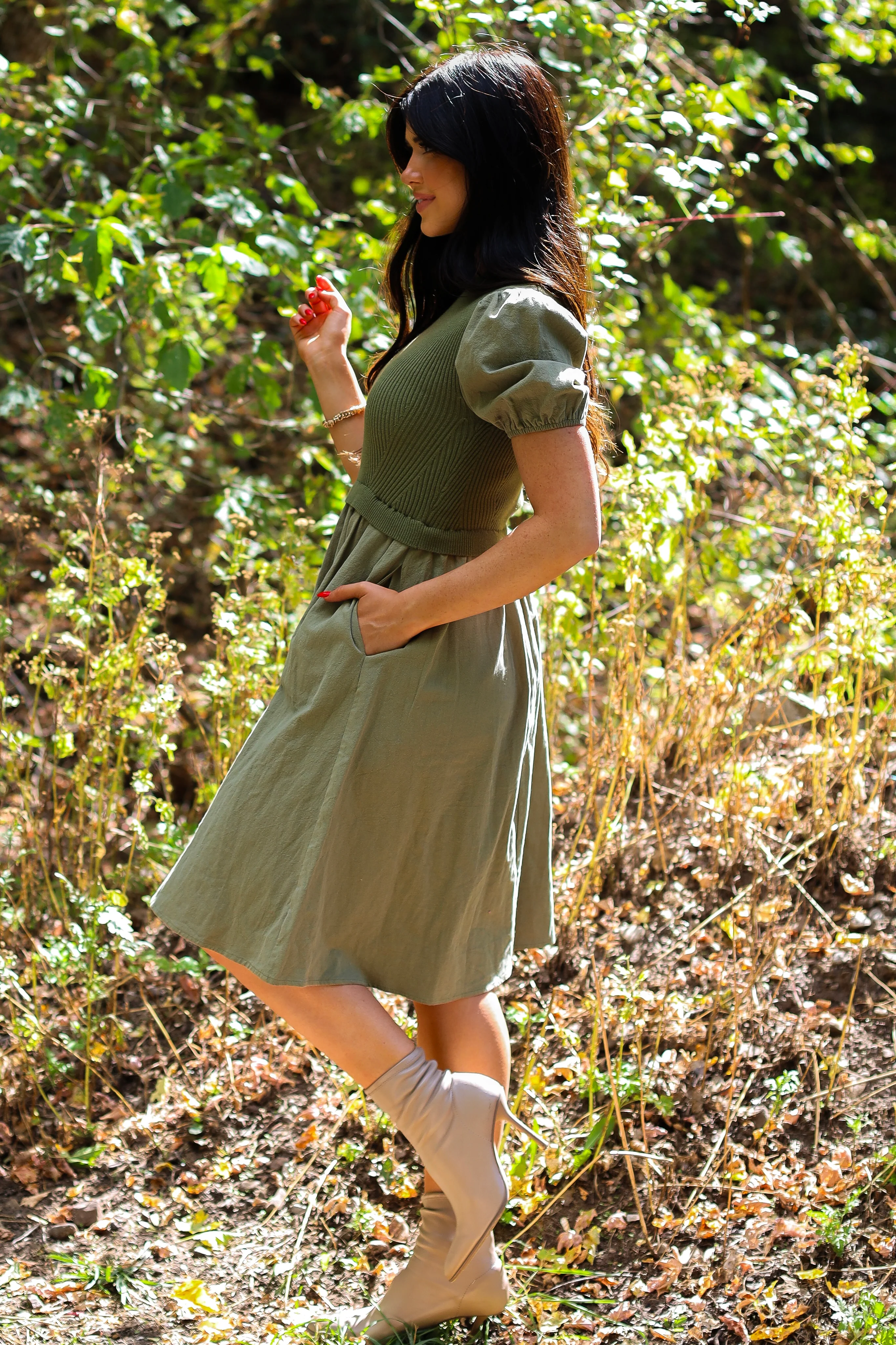 The Rosalie Dusty Olive Dresses - XNAUWBI