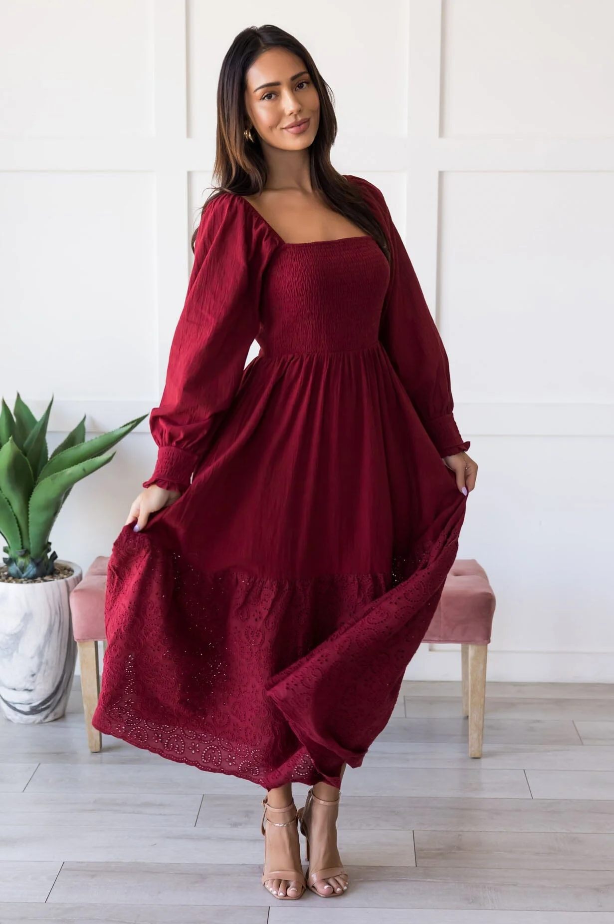 The Emalee Deep Red Dresses - XNAUWBI