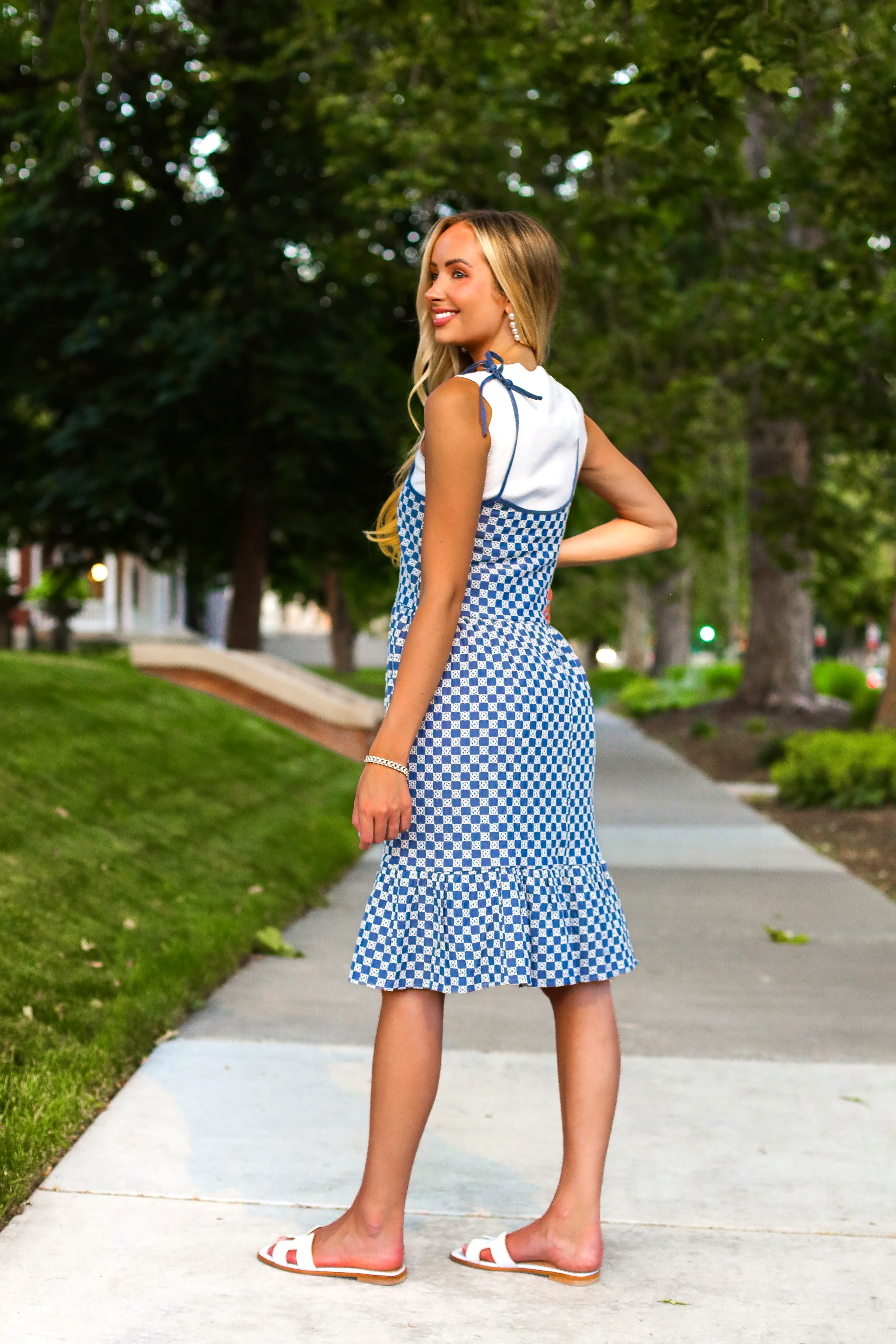 The Leon Denim Checkered Dresses - XNAUWBI