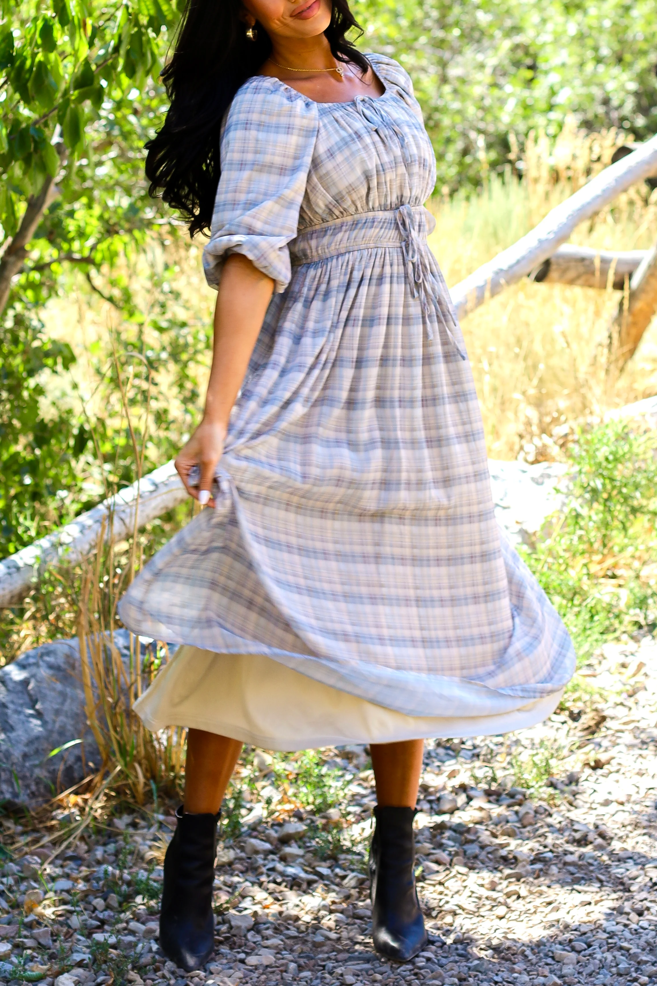 The Dyer Frosty Plaid Dresses - XNAUWBI