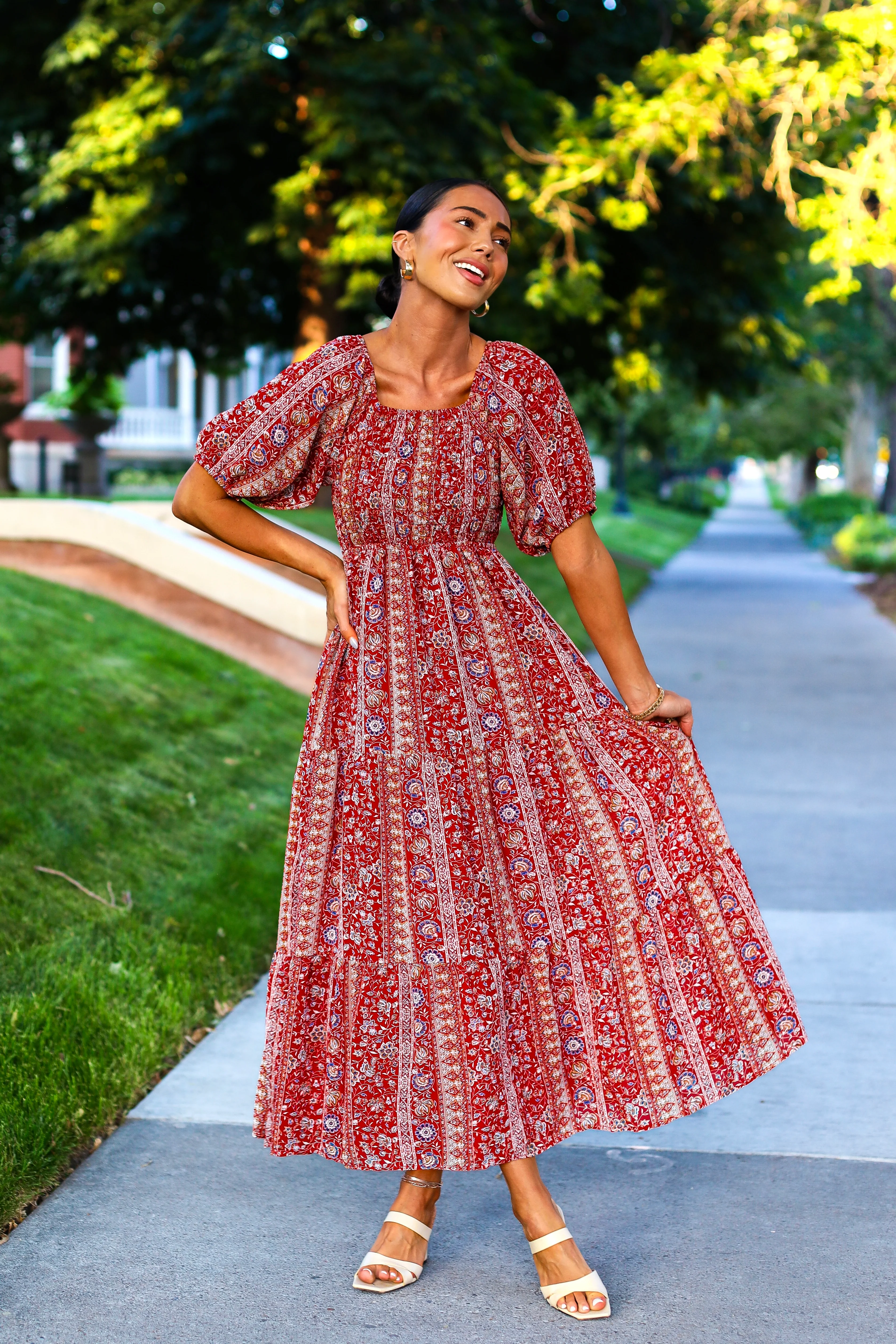 The Indy Red Aztec Dresses - XNAUWBI