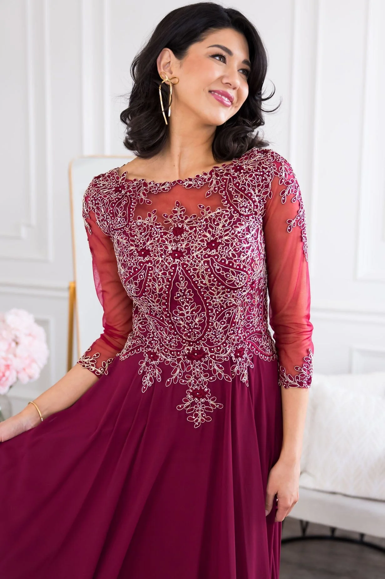 The Aurora Deep Burgundy Dresses - XNAUWBI