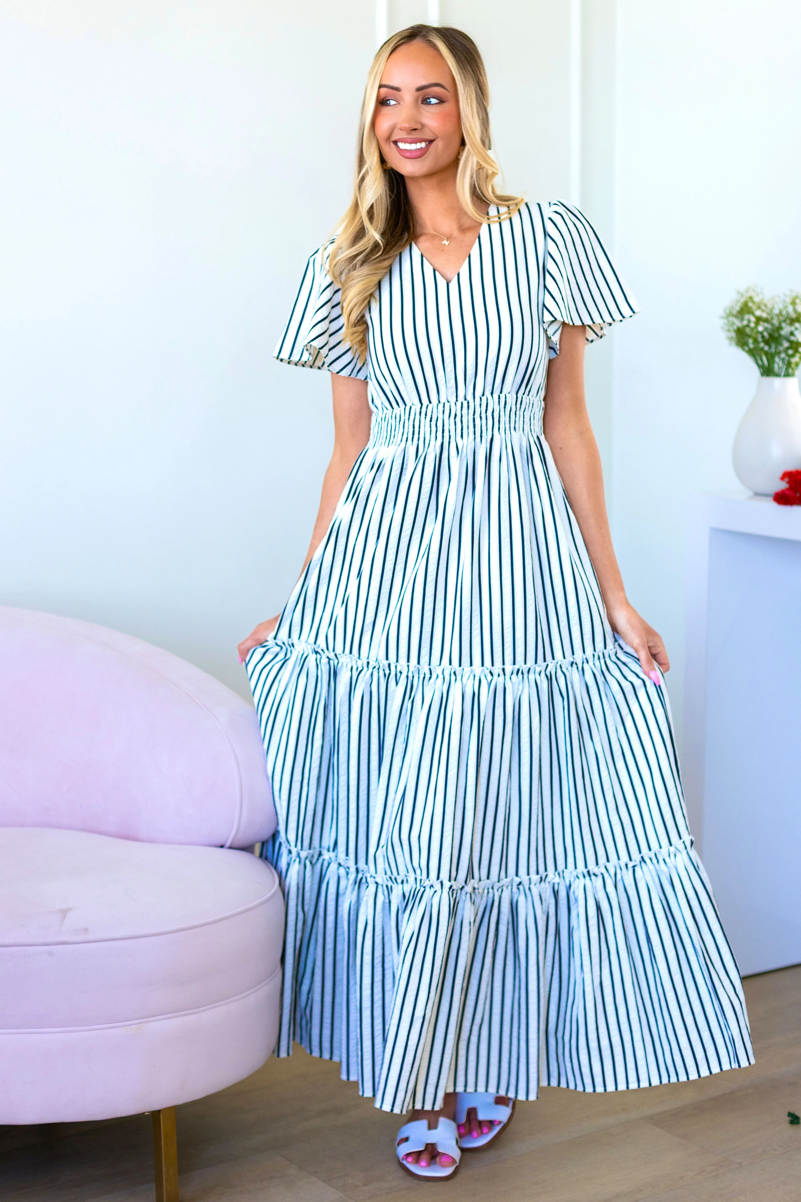 The Eden Black Stripe Dresses - XNAUWBI