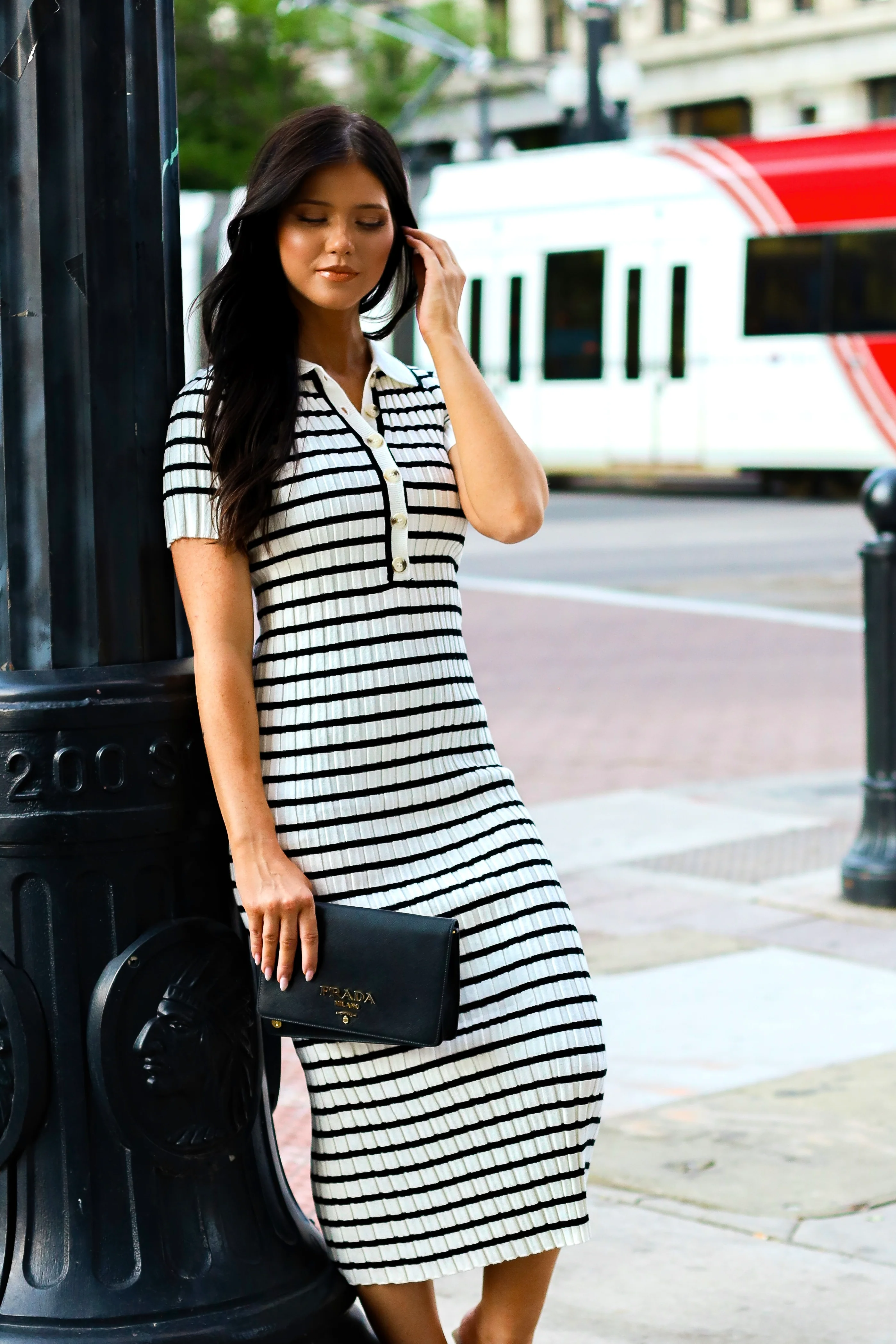 The Theodora Black Striped Dresses - XNAUWBI