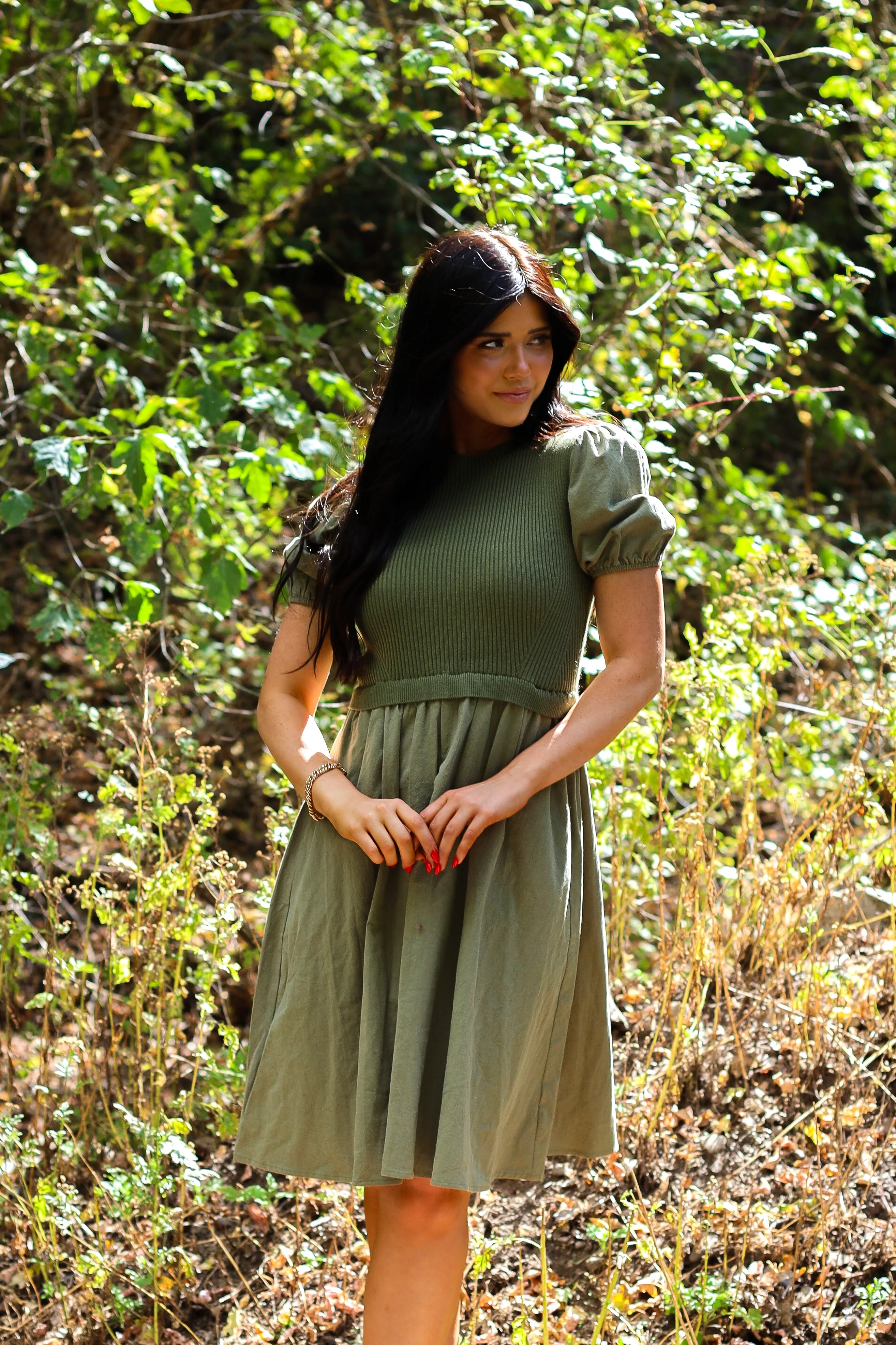 The Rosalie Dusty Olive Dresses - XNAUWBI