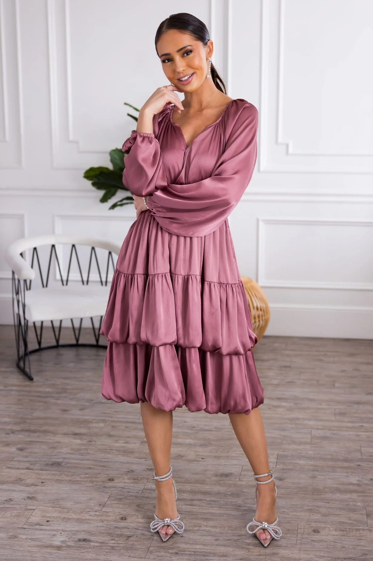 The Beck Metallic Mauve Dresses - XNAUWBI