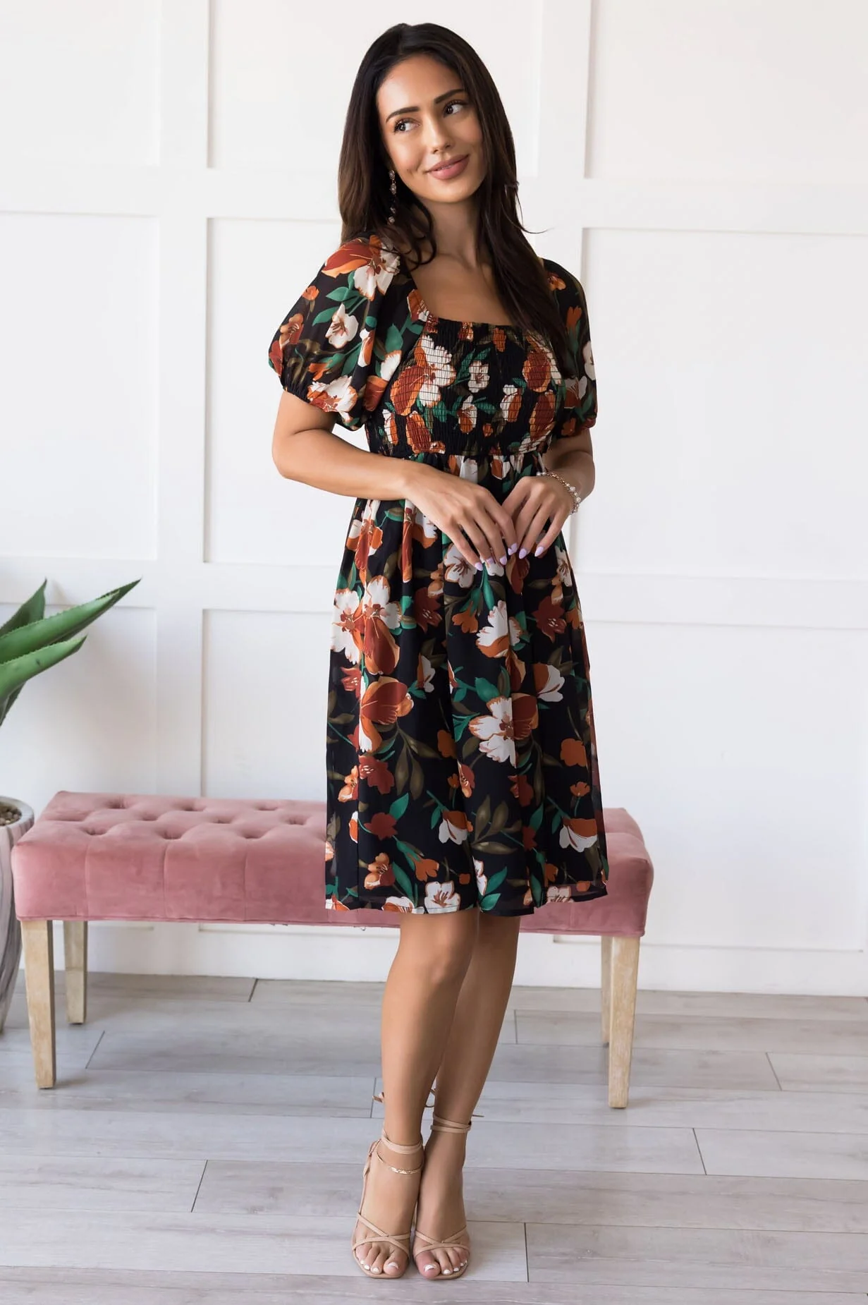 The Kimberly Noir Blossoms Dresses - XNAUWBI