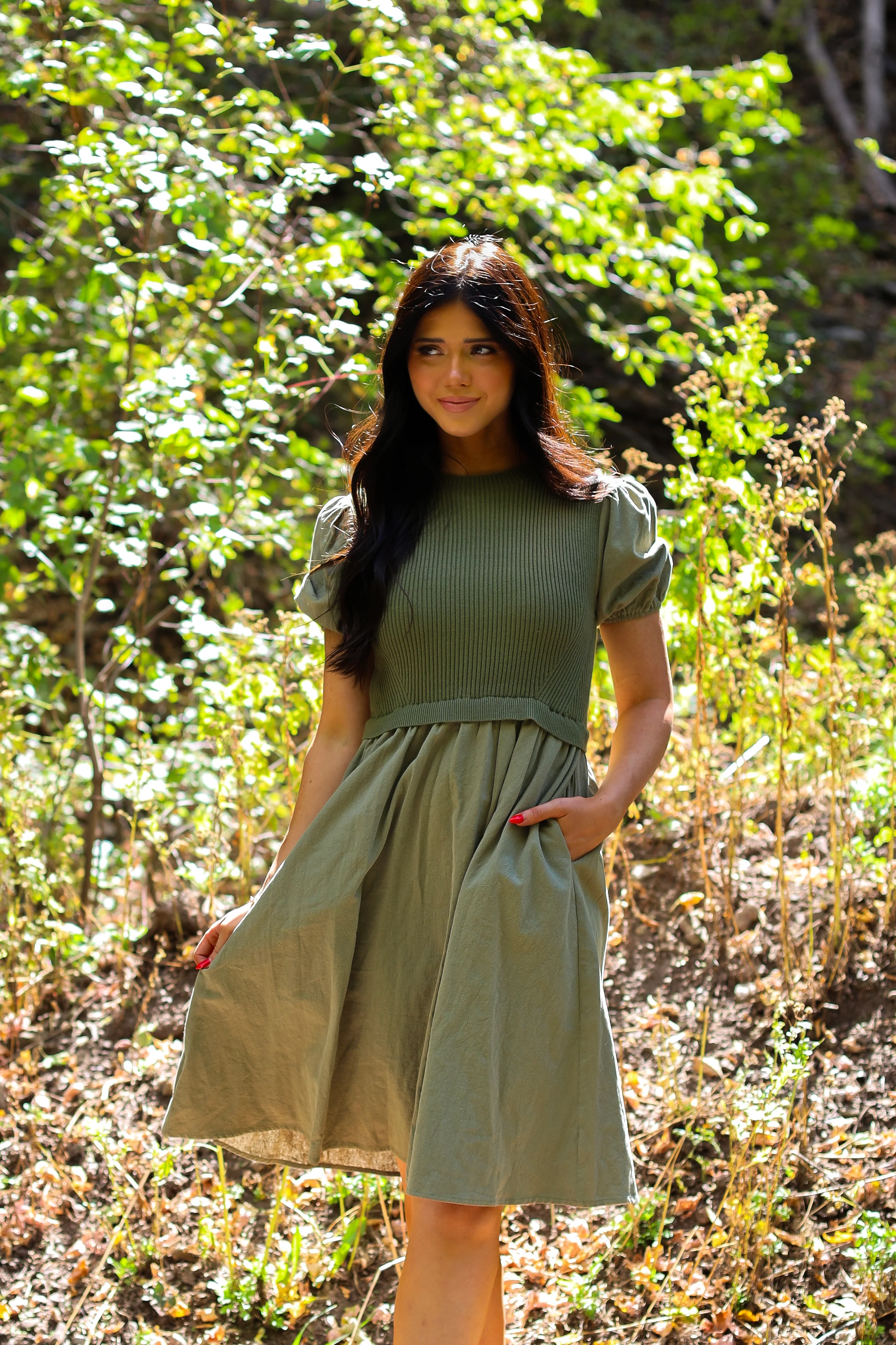 The Rosalie Dusty Olive Dresses - XNAUWBI