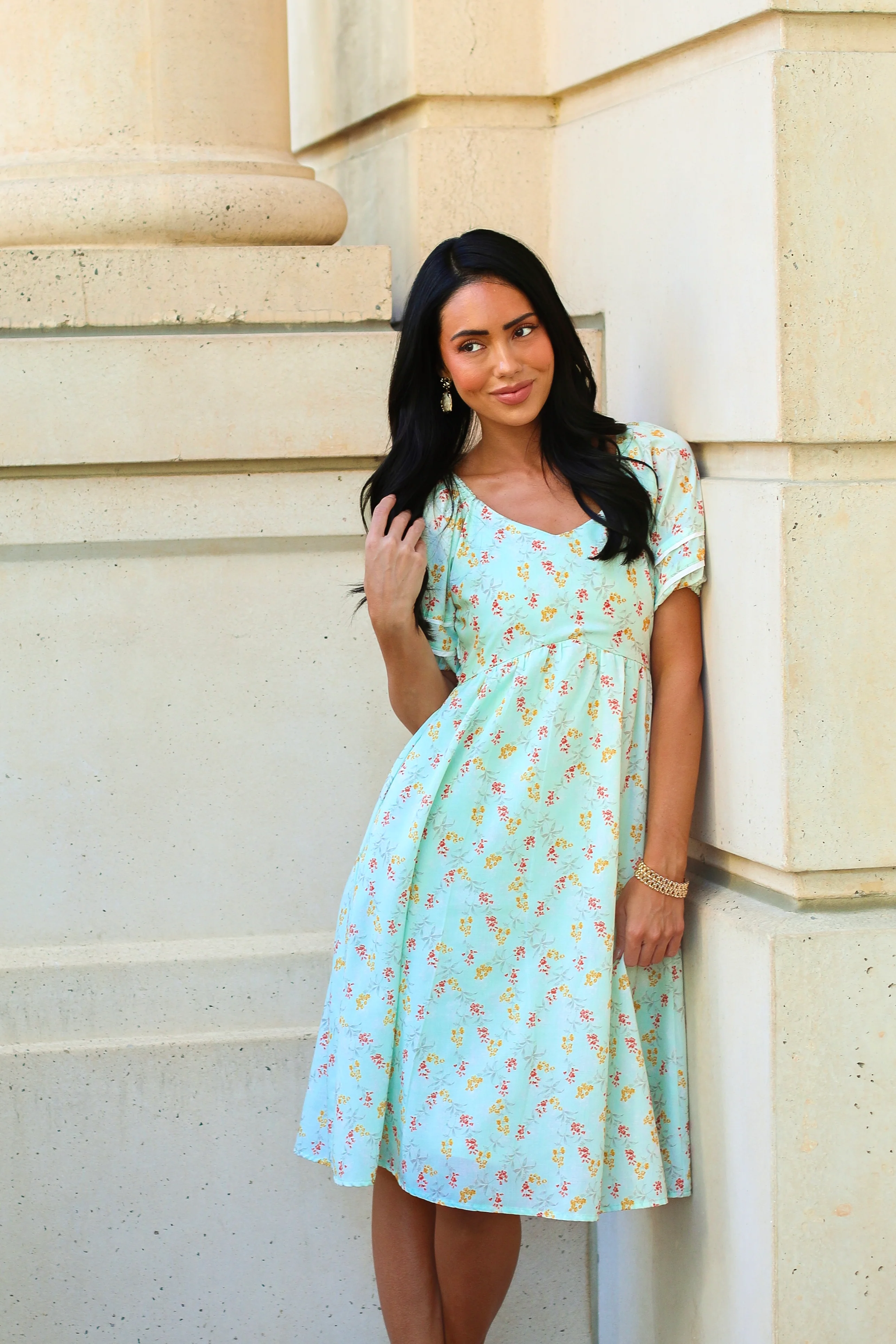 The Brigetta Sage Floral Dresses - XNAUWBI