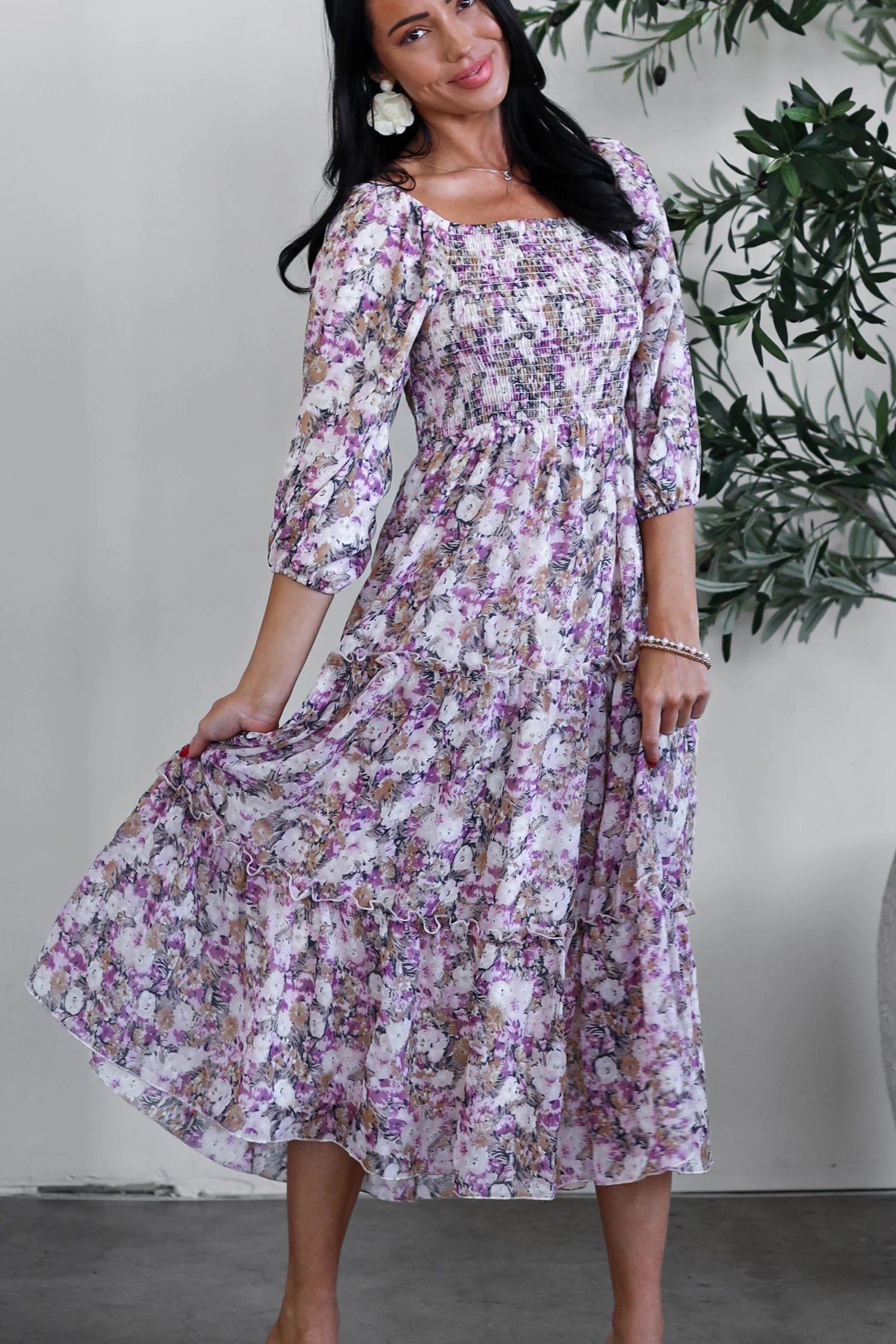 The Greta Lavender Lotus Dresses - XNAUWBI