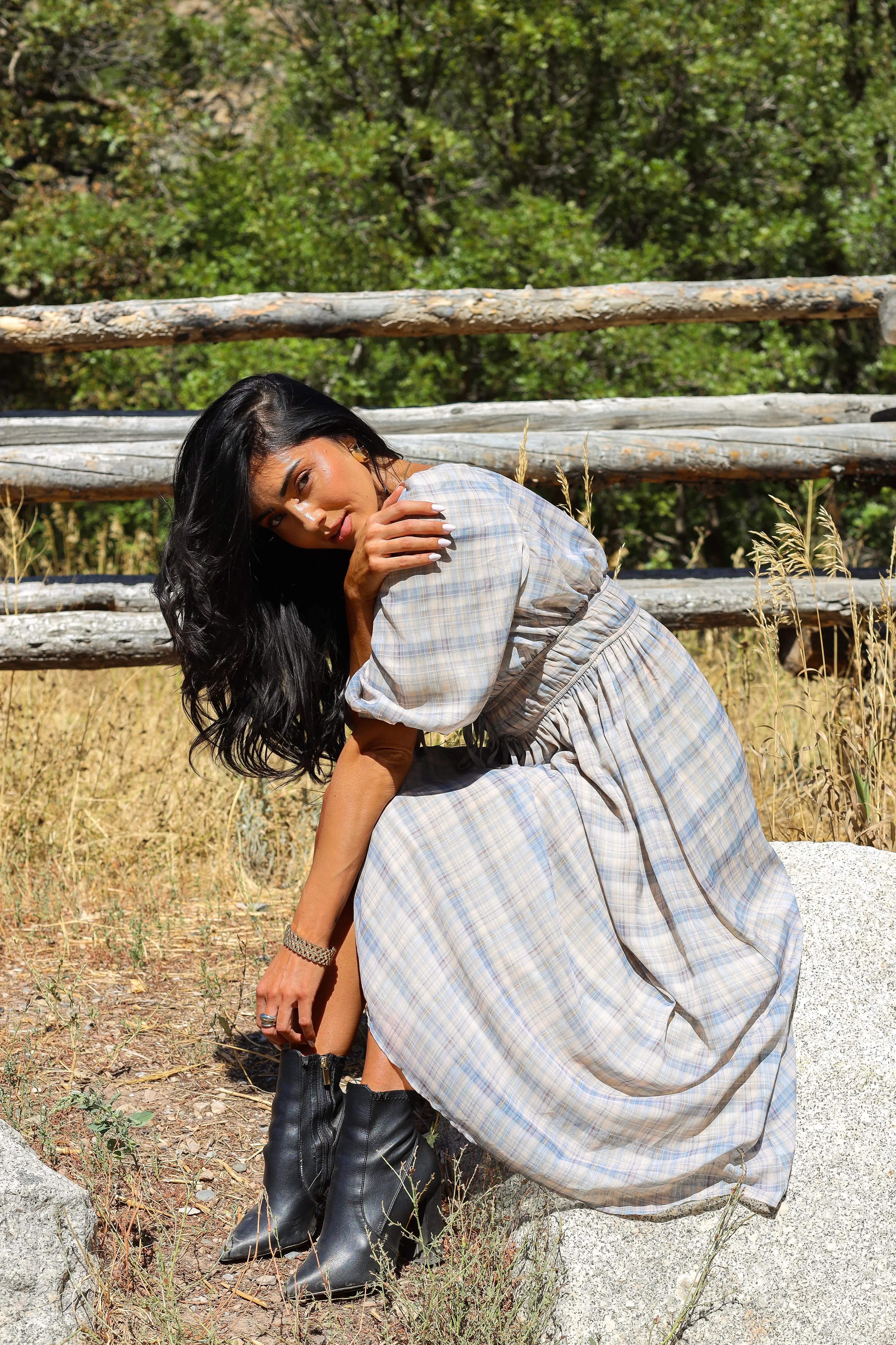 The Dyer Frosty Plaid Dresses - XNAUWBI