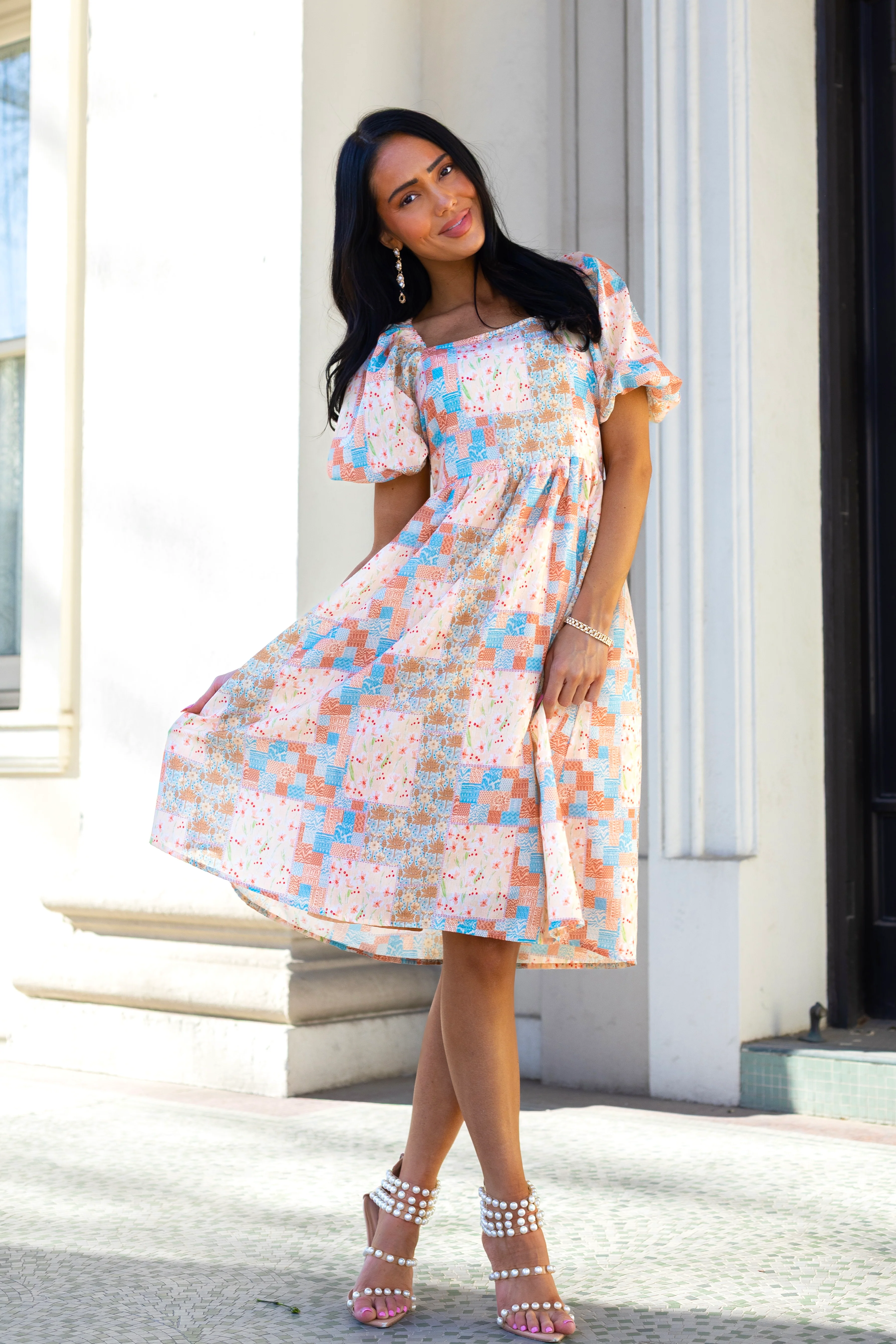 The Gemma Patchwork Floral Dresses - XNAUWBI