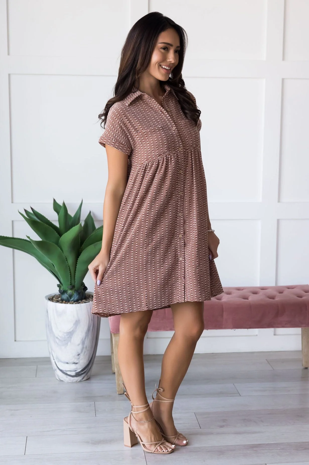 The Zuri Textured Rust Dresses - XNAUWBI