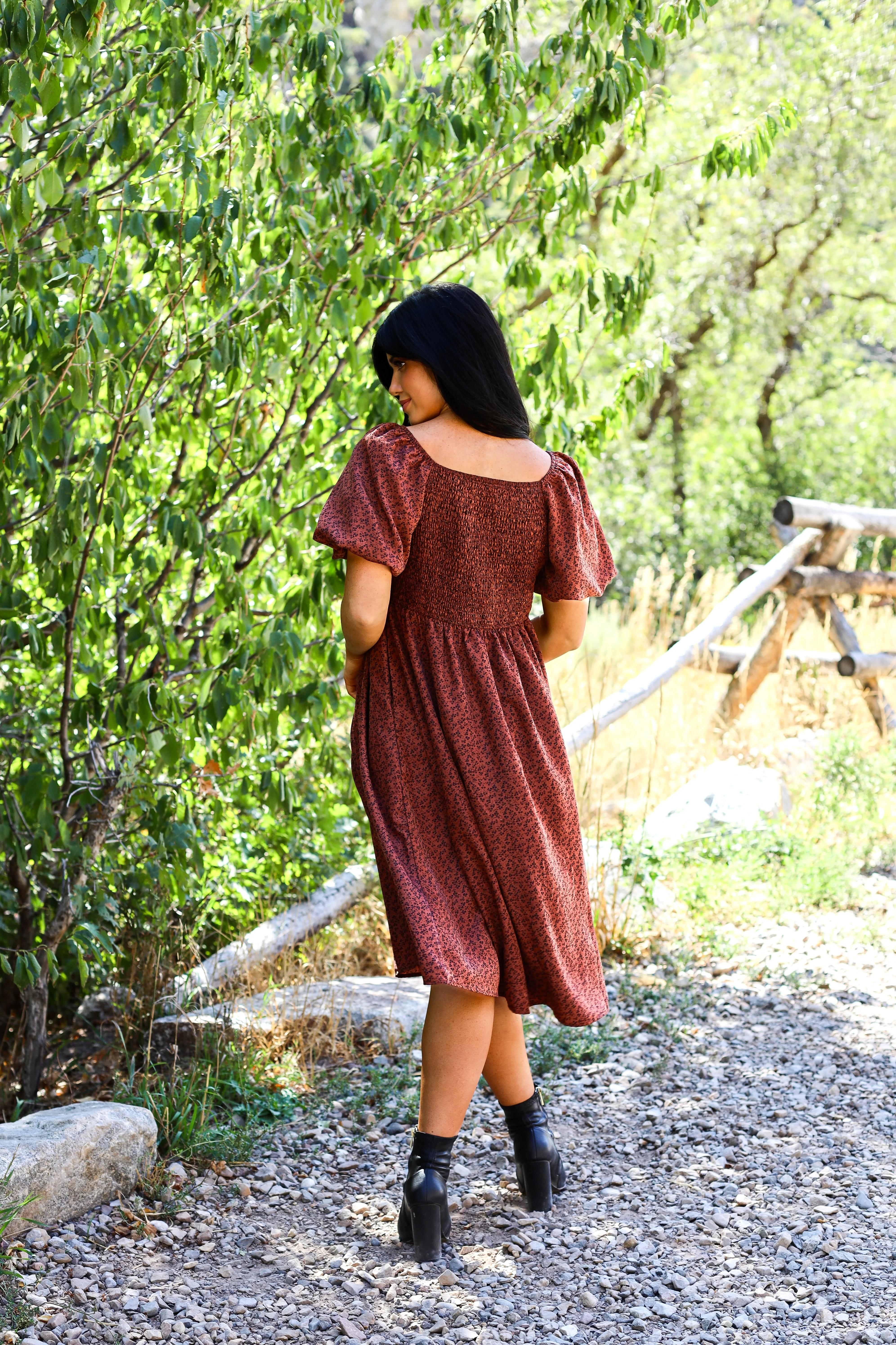 The Charette Chestnut Mini Floral Dresses - XNAUWBI