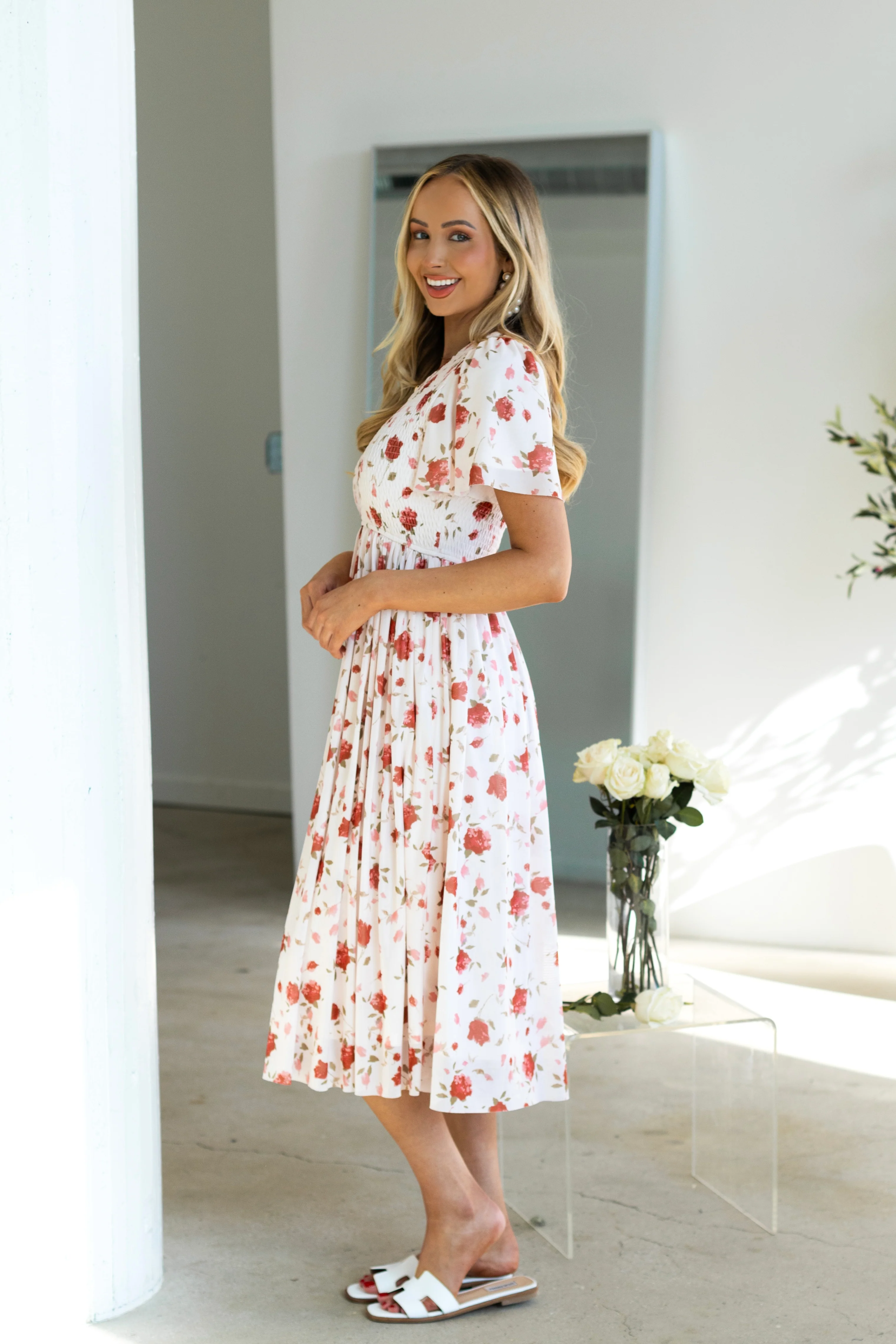 The Zulah Light Pink/Mauve Floral Dresses - XNAUWBI