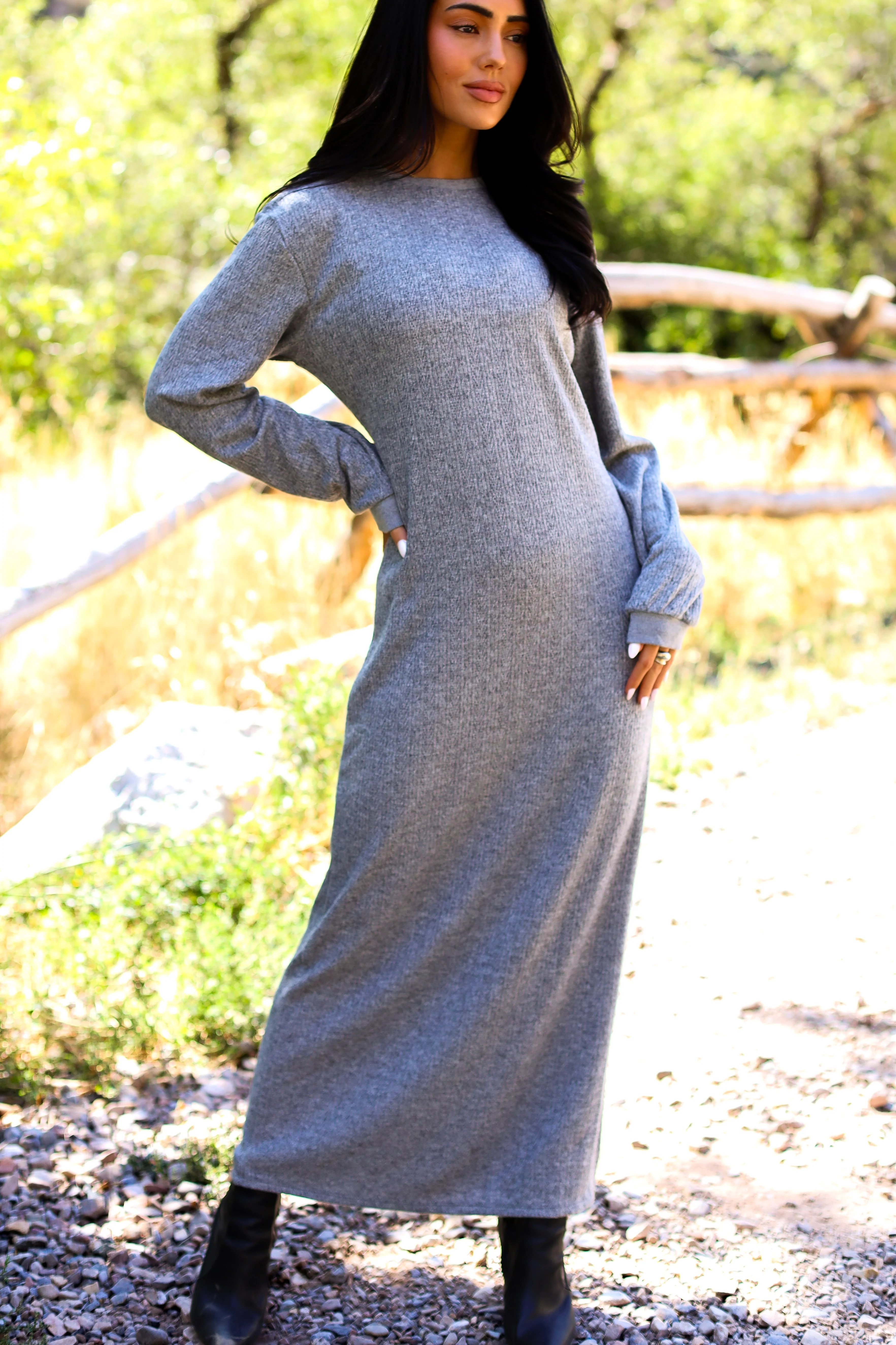 The Arden Speckled Grey Dresses - XNAUWBI