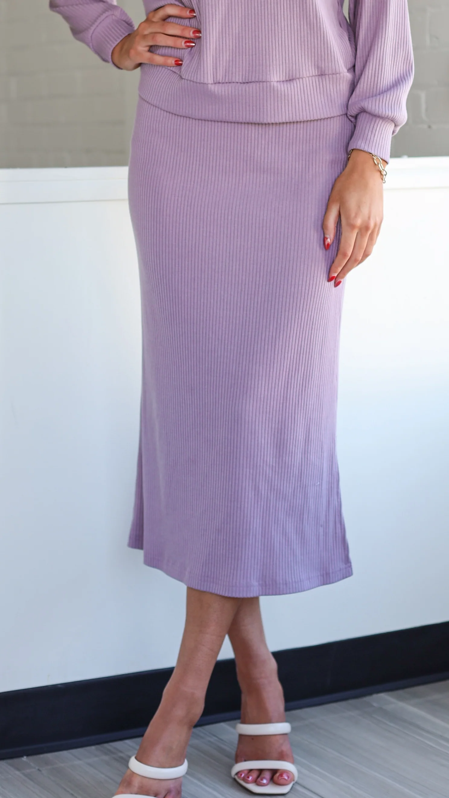 Classy And Cozy Modest Sweater Skirt Lilac Dresses - XNAUWBI