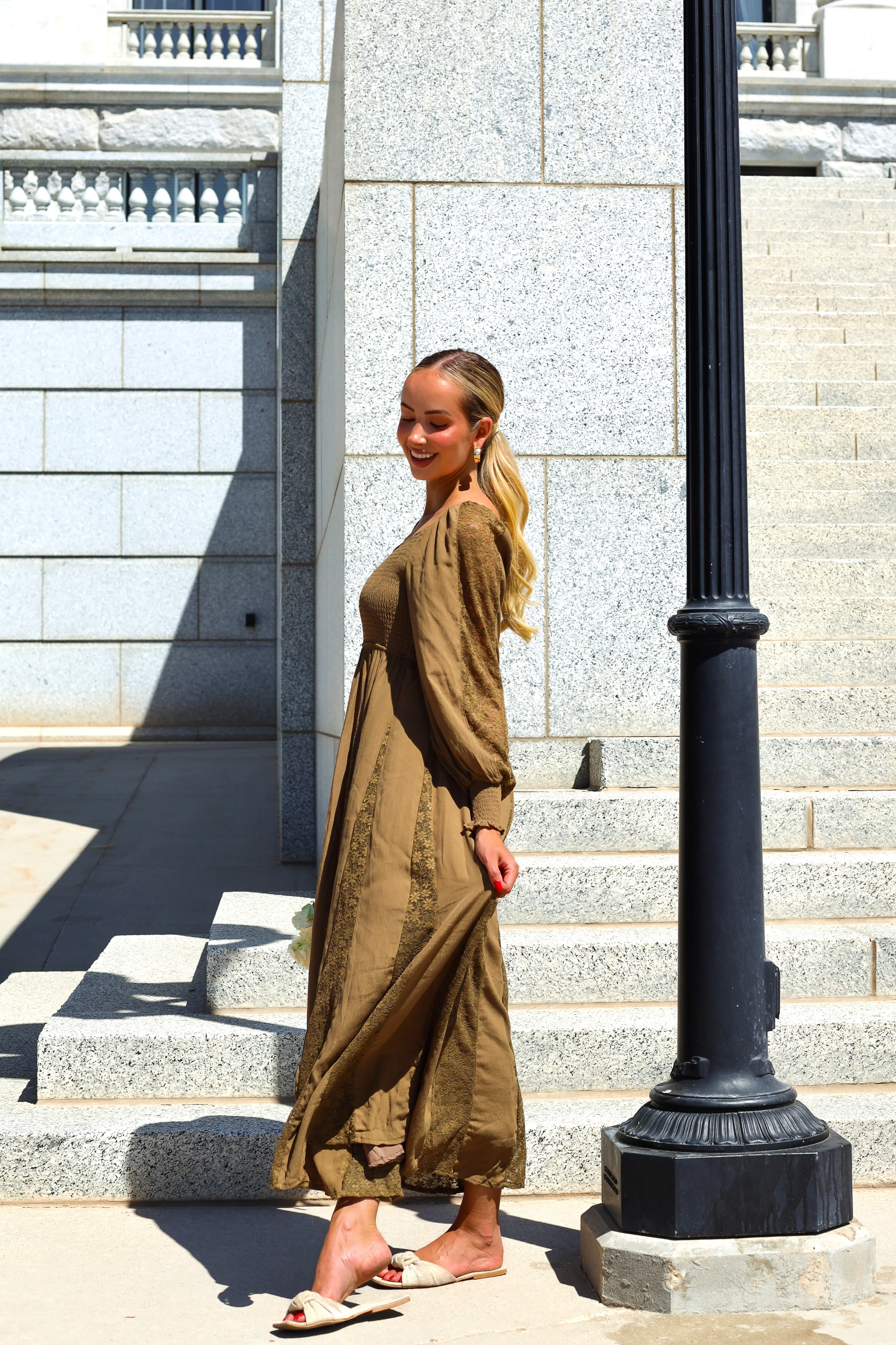 The Brenet Citrine Olive Dresses - XNAUWBI
