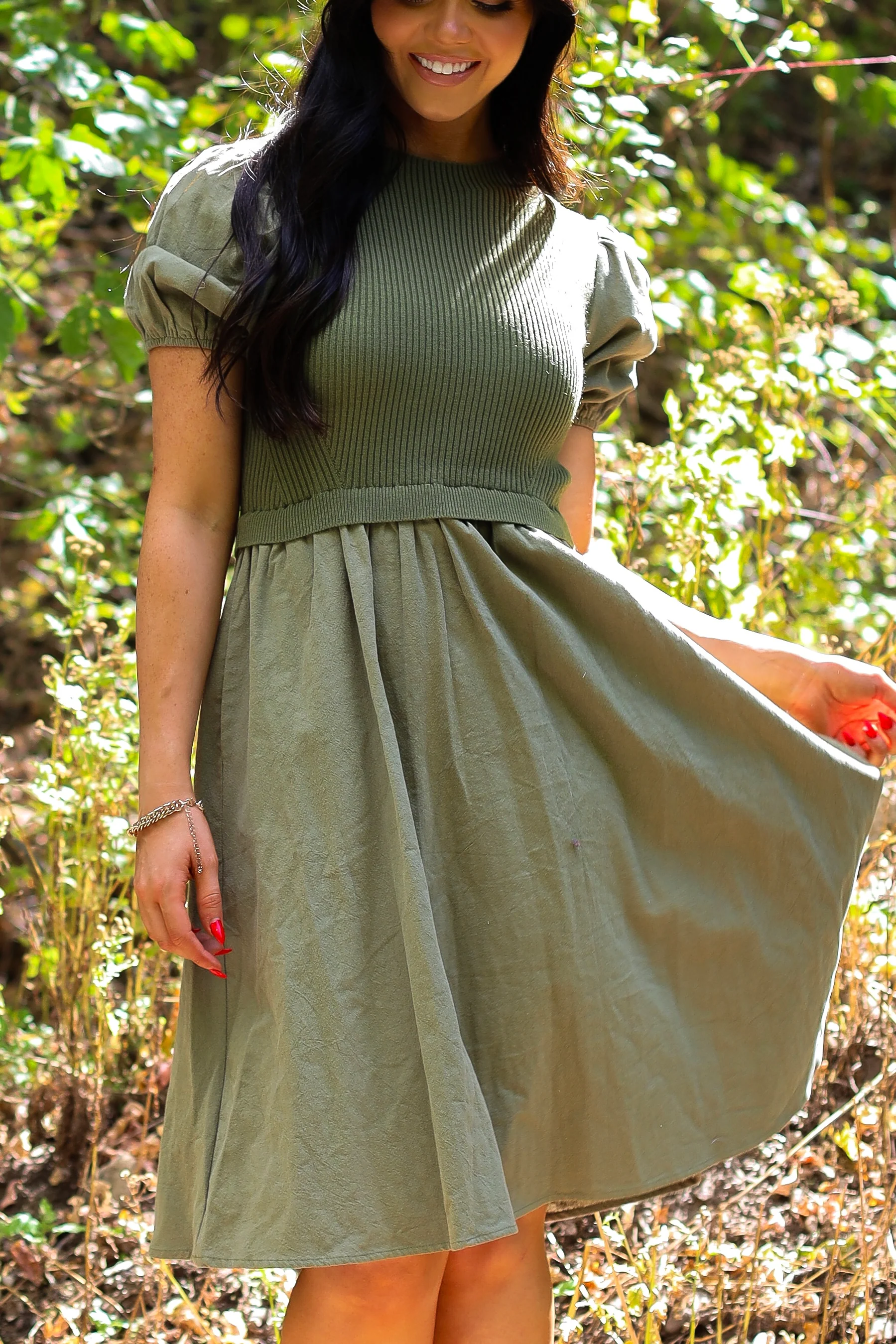 The Rosalie Dusty Olive Dresses - XNAUWBI