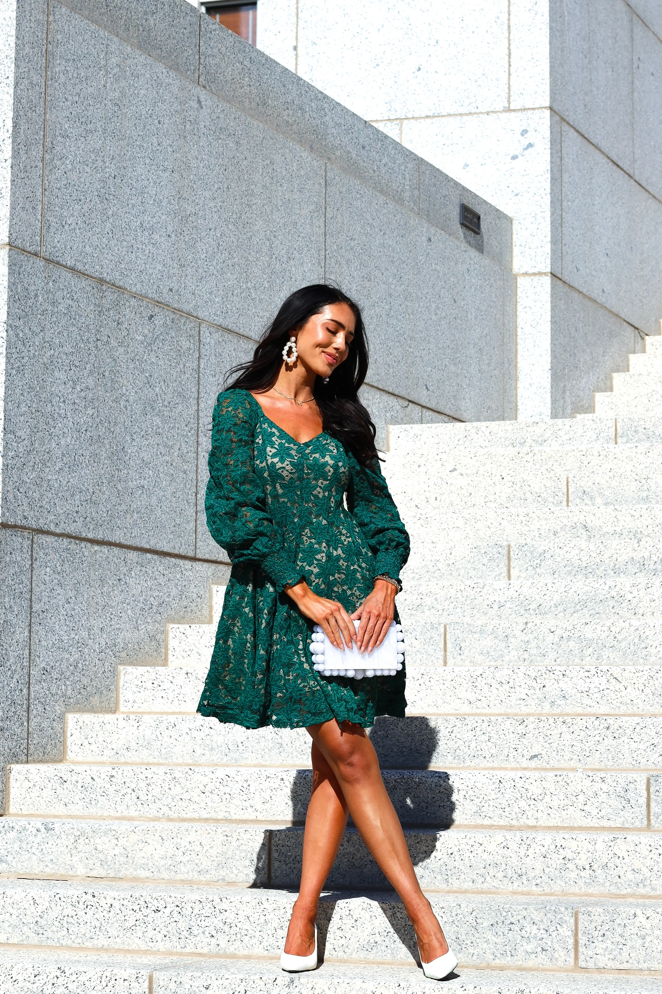 The Amery Emerald Lace Dresses - XNAUWBI