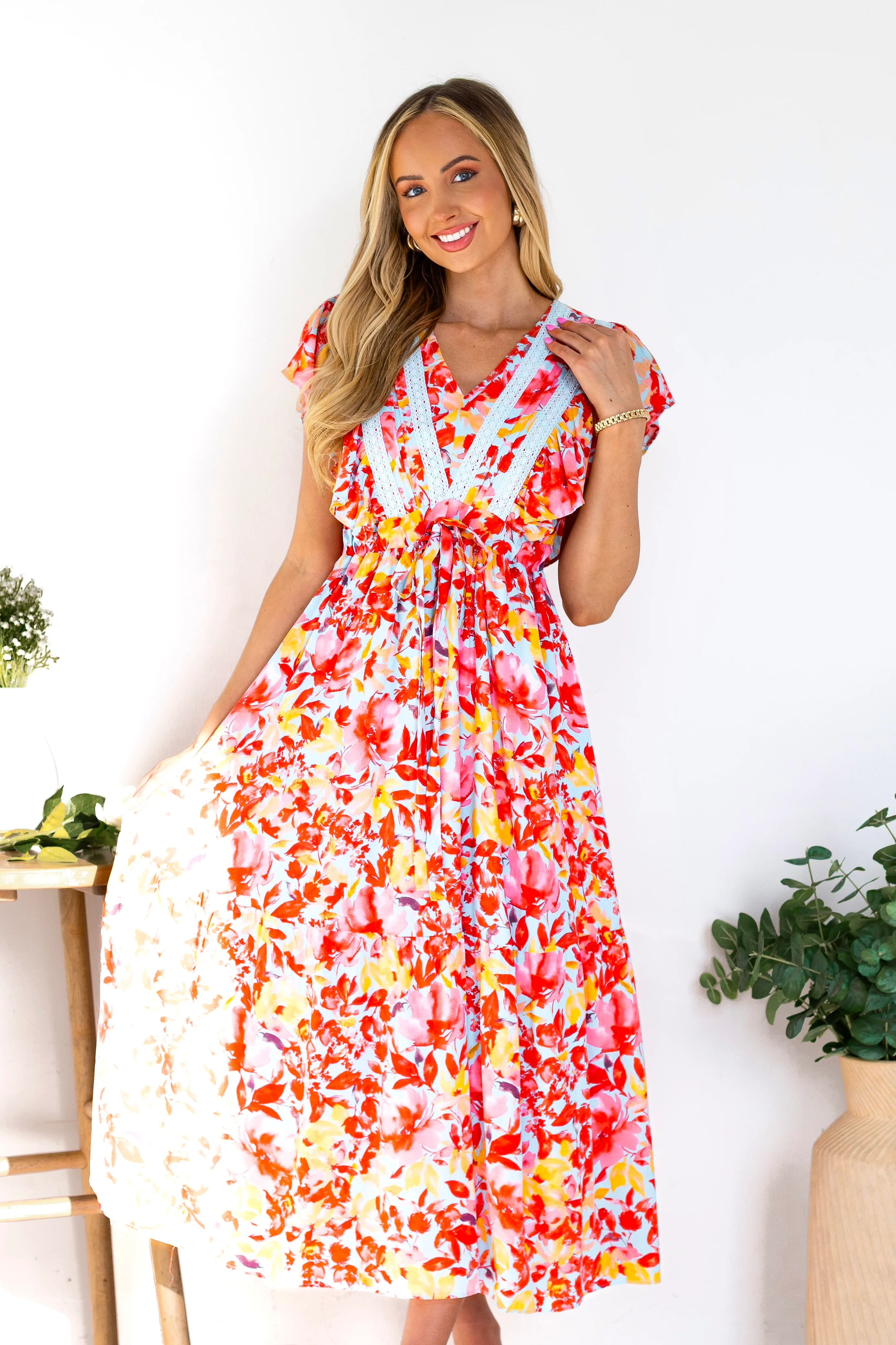 The Gem Light Blue/Pink/Taupe Dresses - XNAUWBI