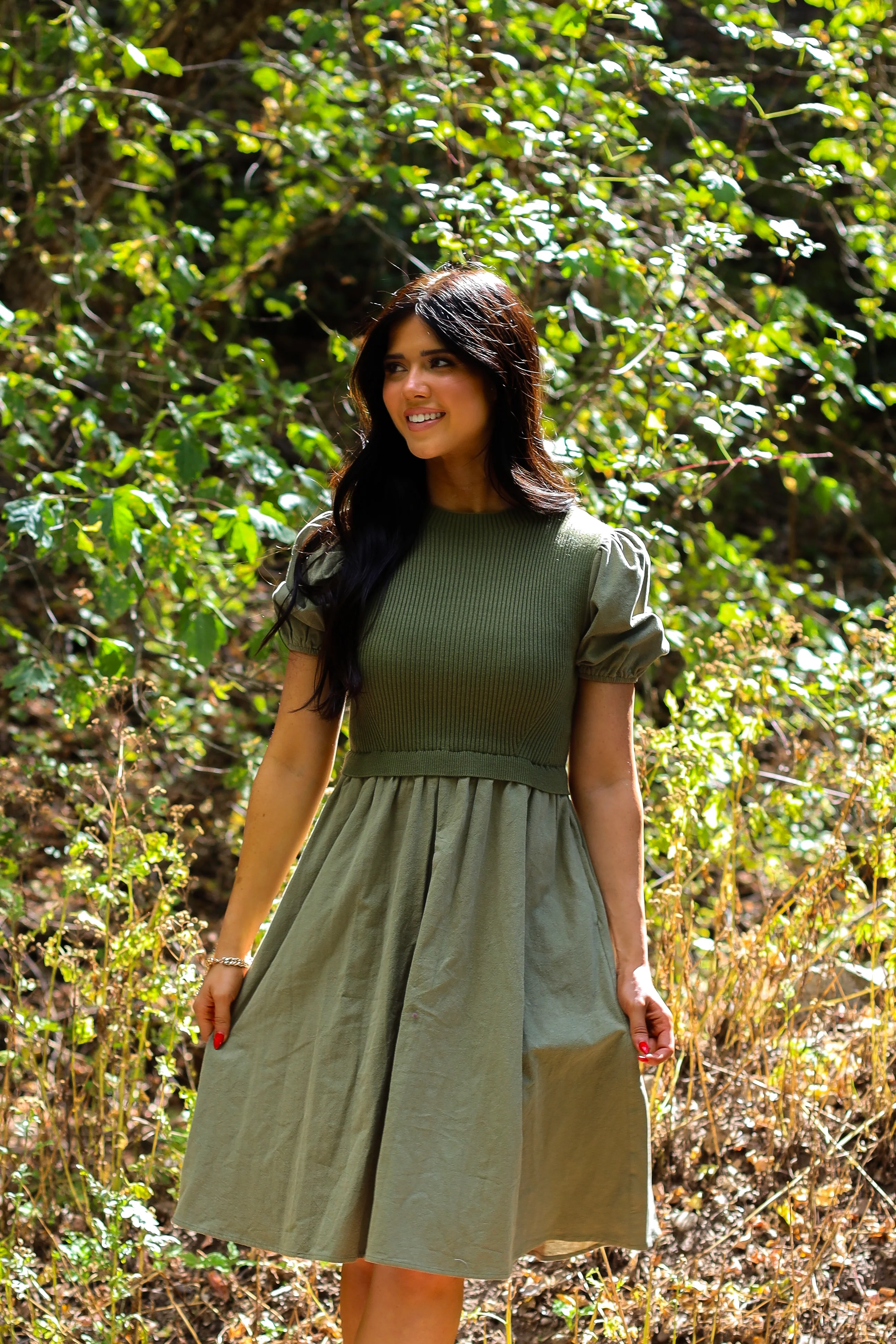 The Rosalie Dusty Olive Dresses - XNAUWBI